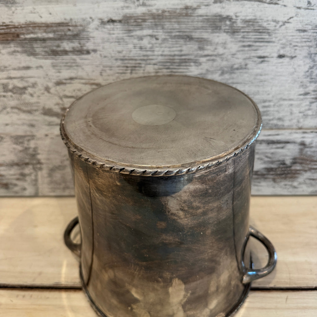 Silver-Tone Ice Bucket with Rope Rim