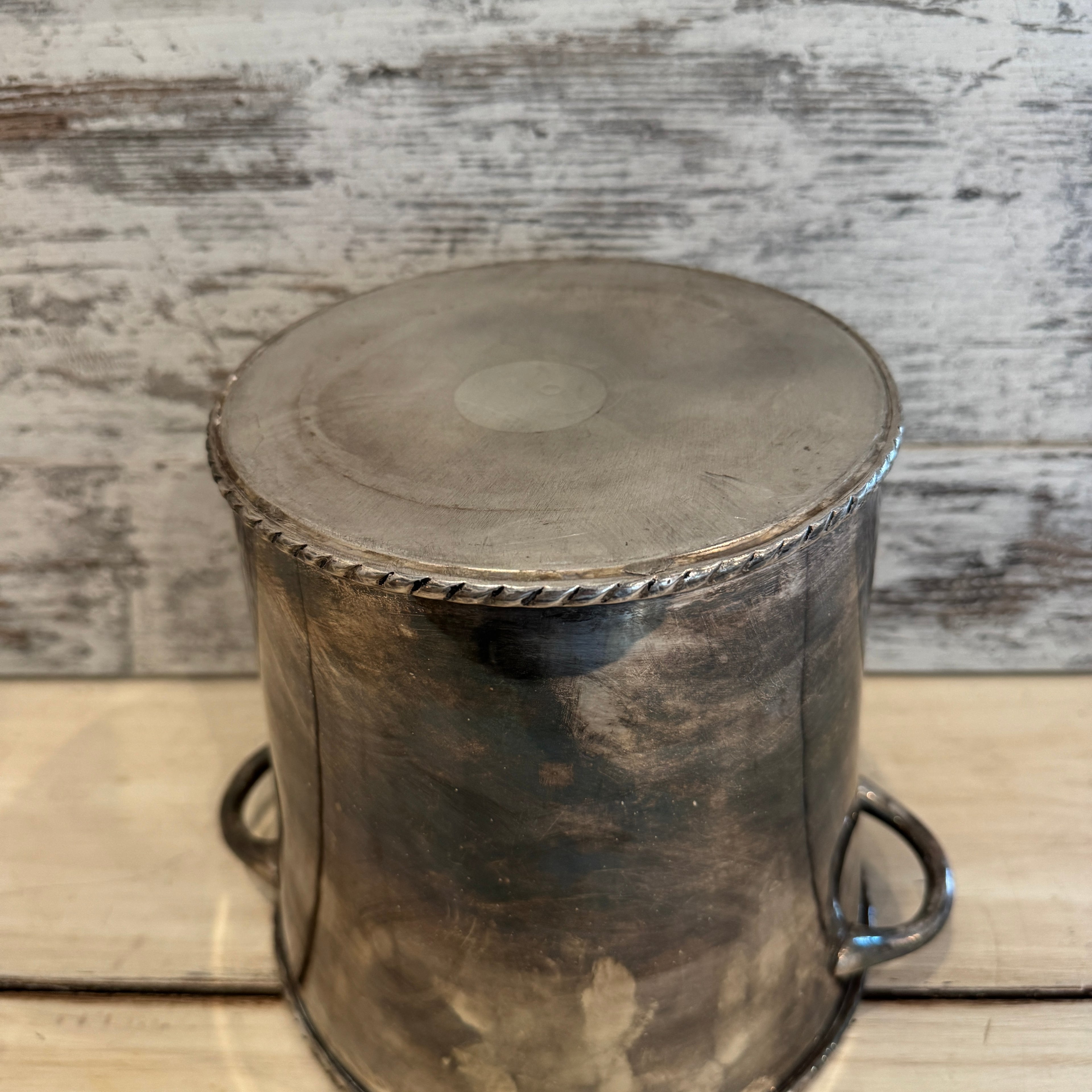 Silver-Tone Ice Bucket with Rope Rim