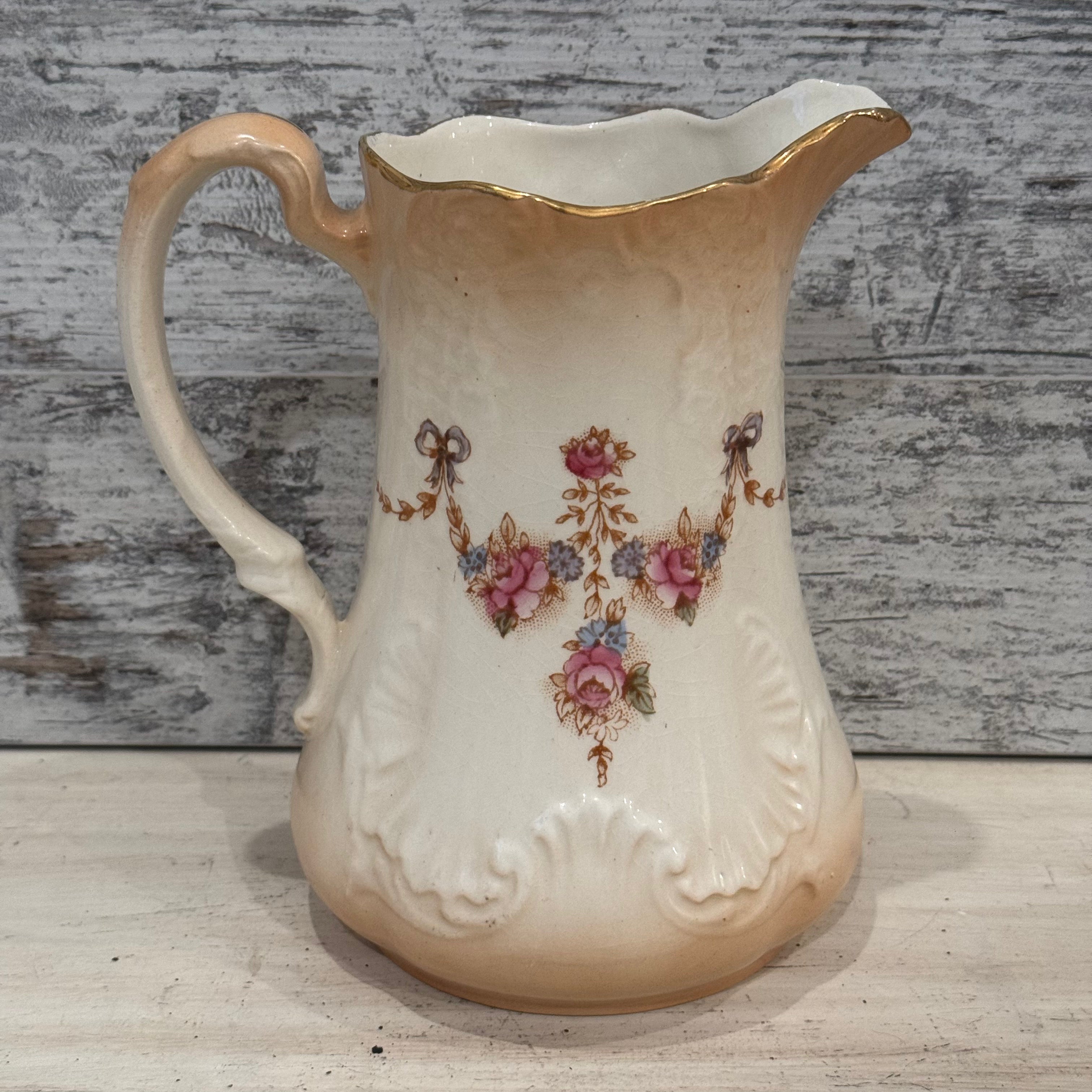 Antique Crown Devon “Spring” Floral Pitcher