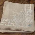 Belgian Damask Linen Napkins – Floral Basket Motif (Set of 6)
