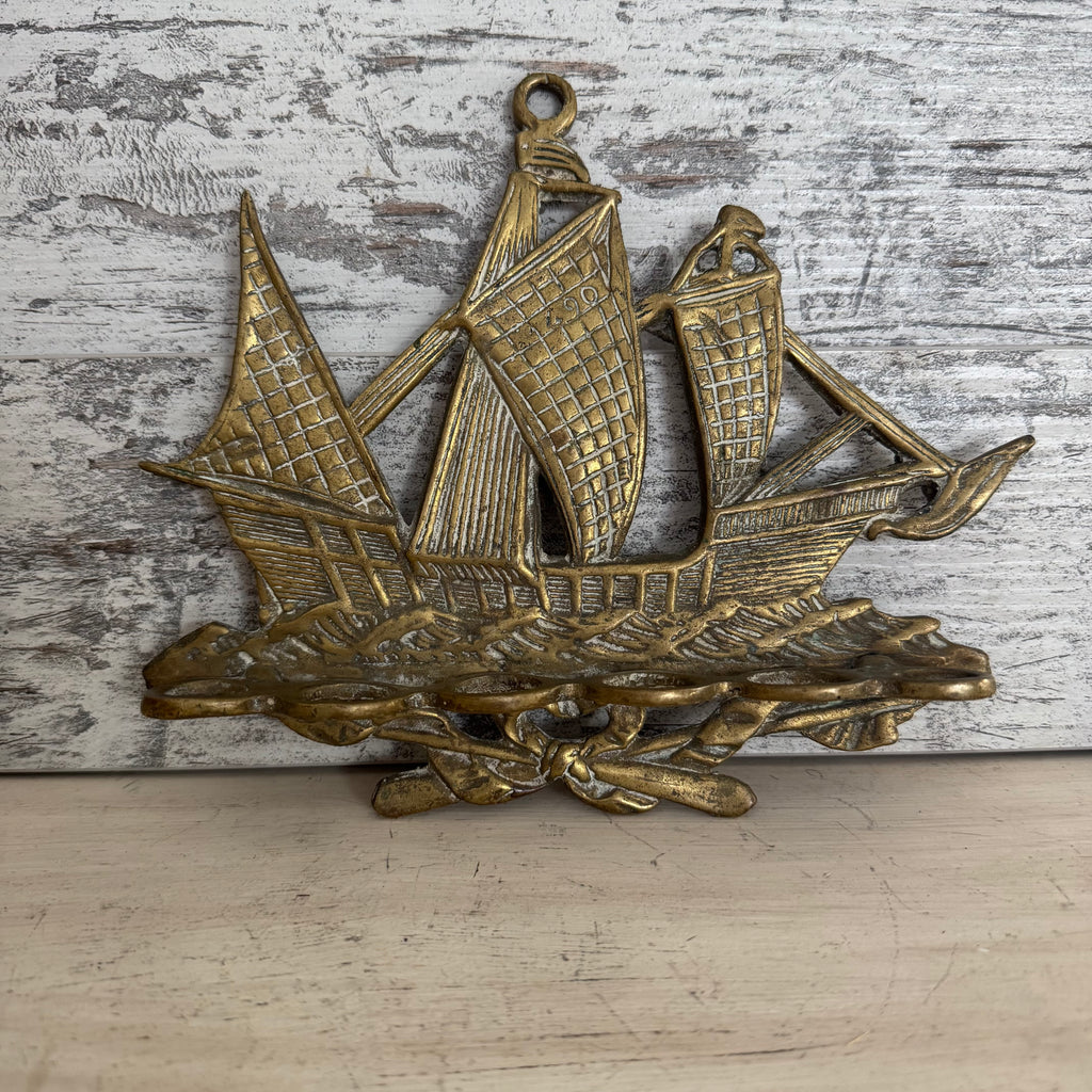 English Brass Galleon Pipe Holder
