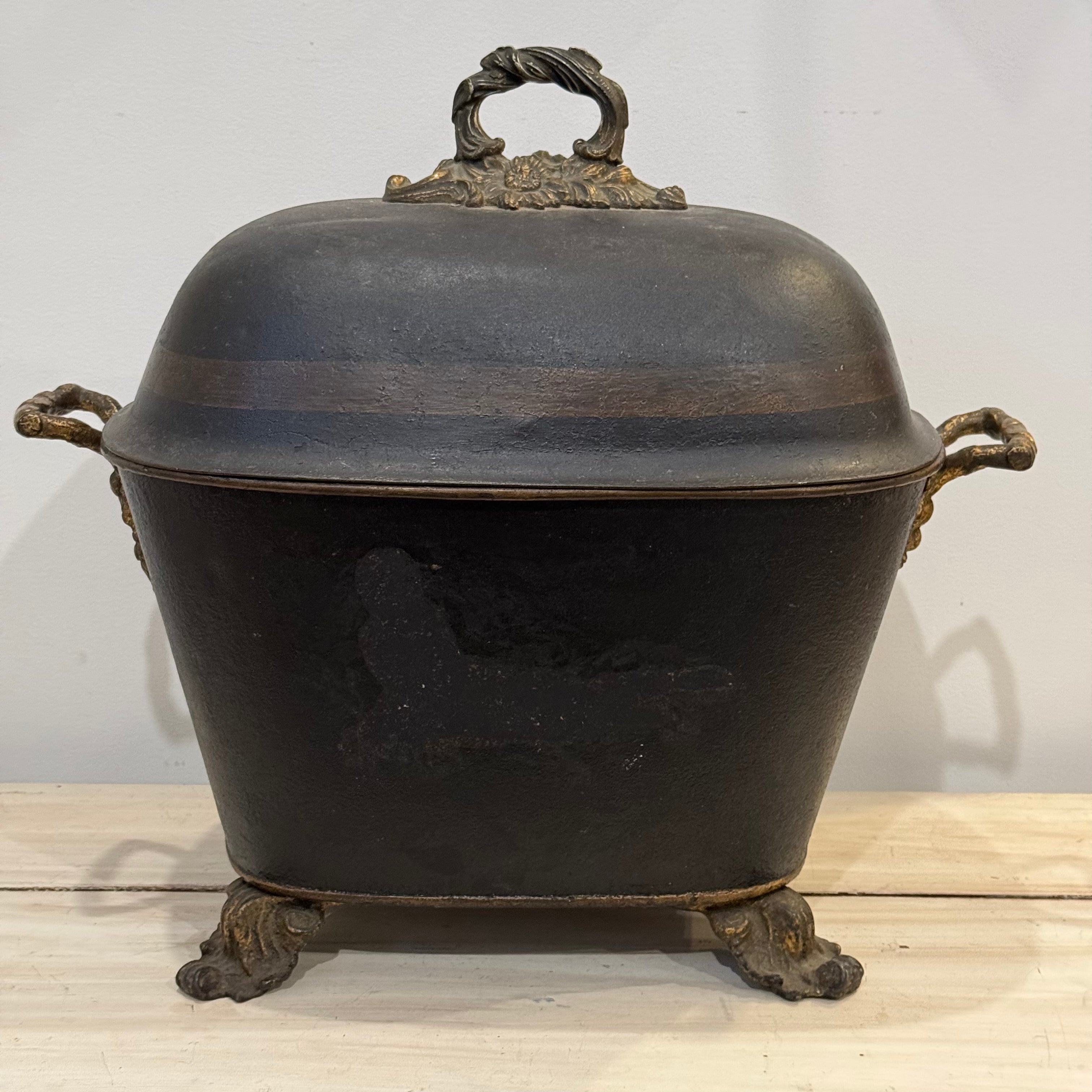 European Coal Scuttle with Brass Mounts