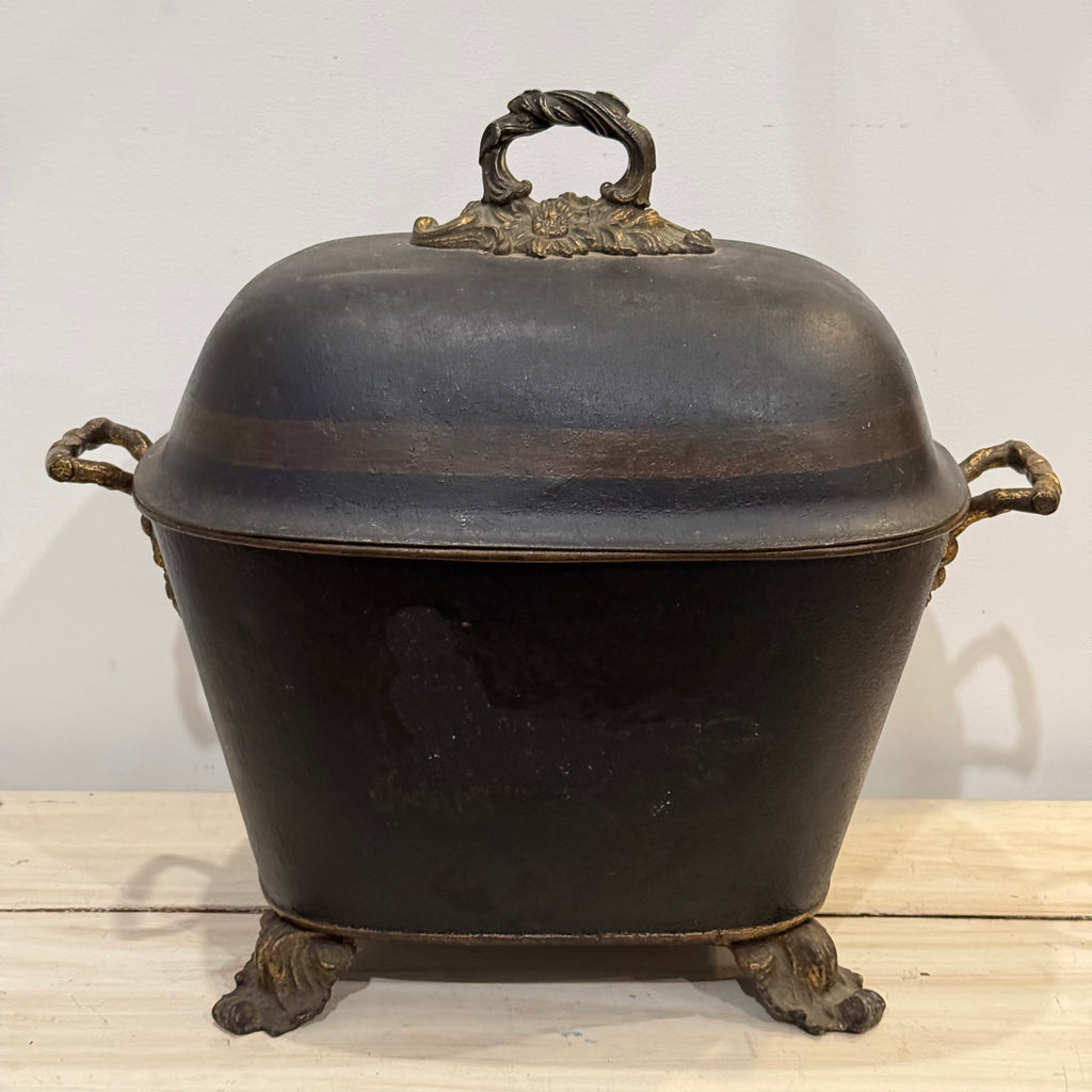 European Coal Scuttle with Brass Mounts