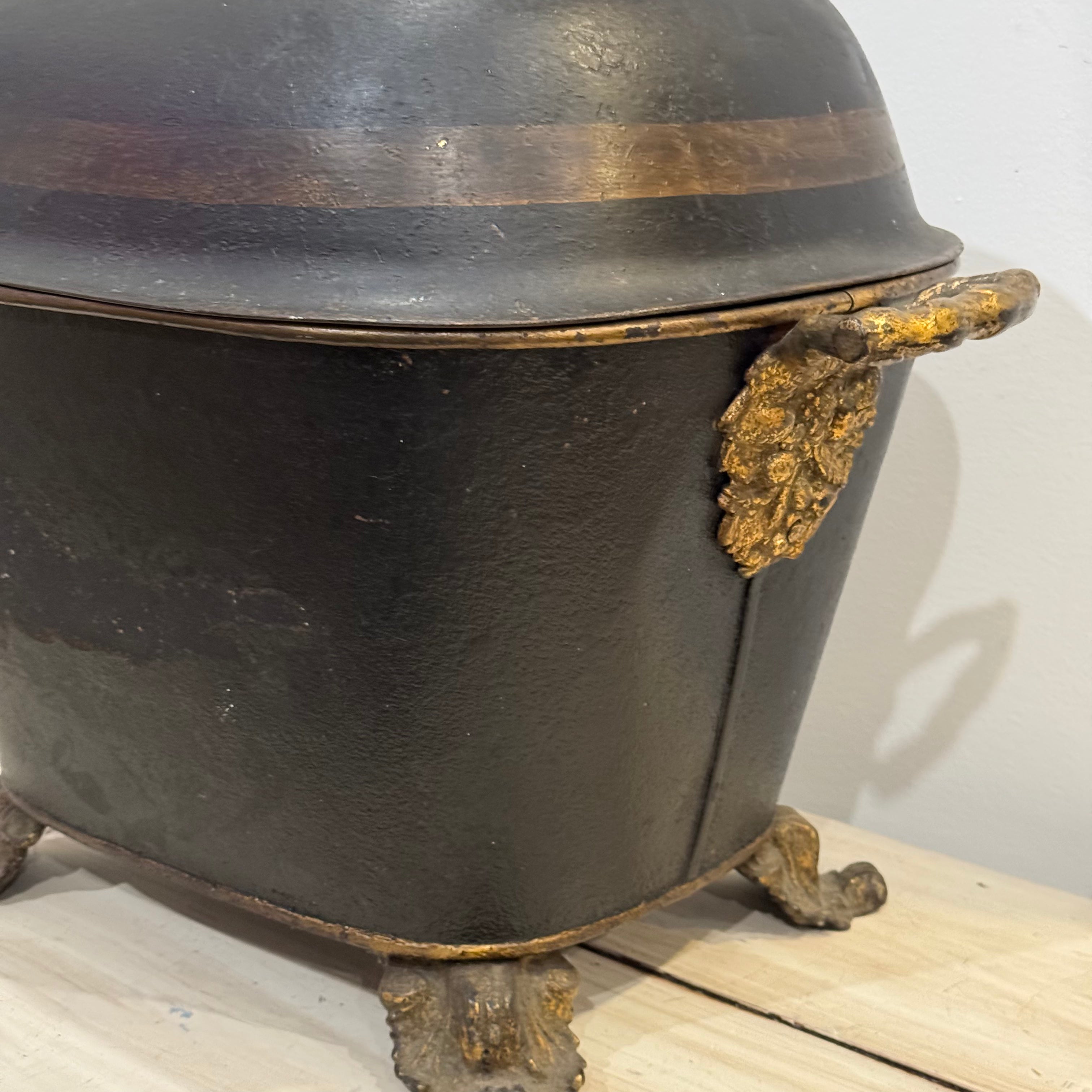 European Coal Scuttle with Brass Mounts