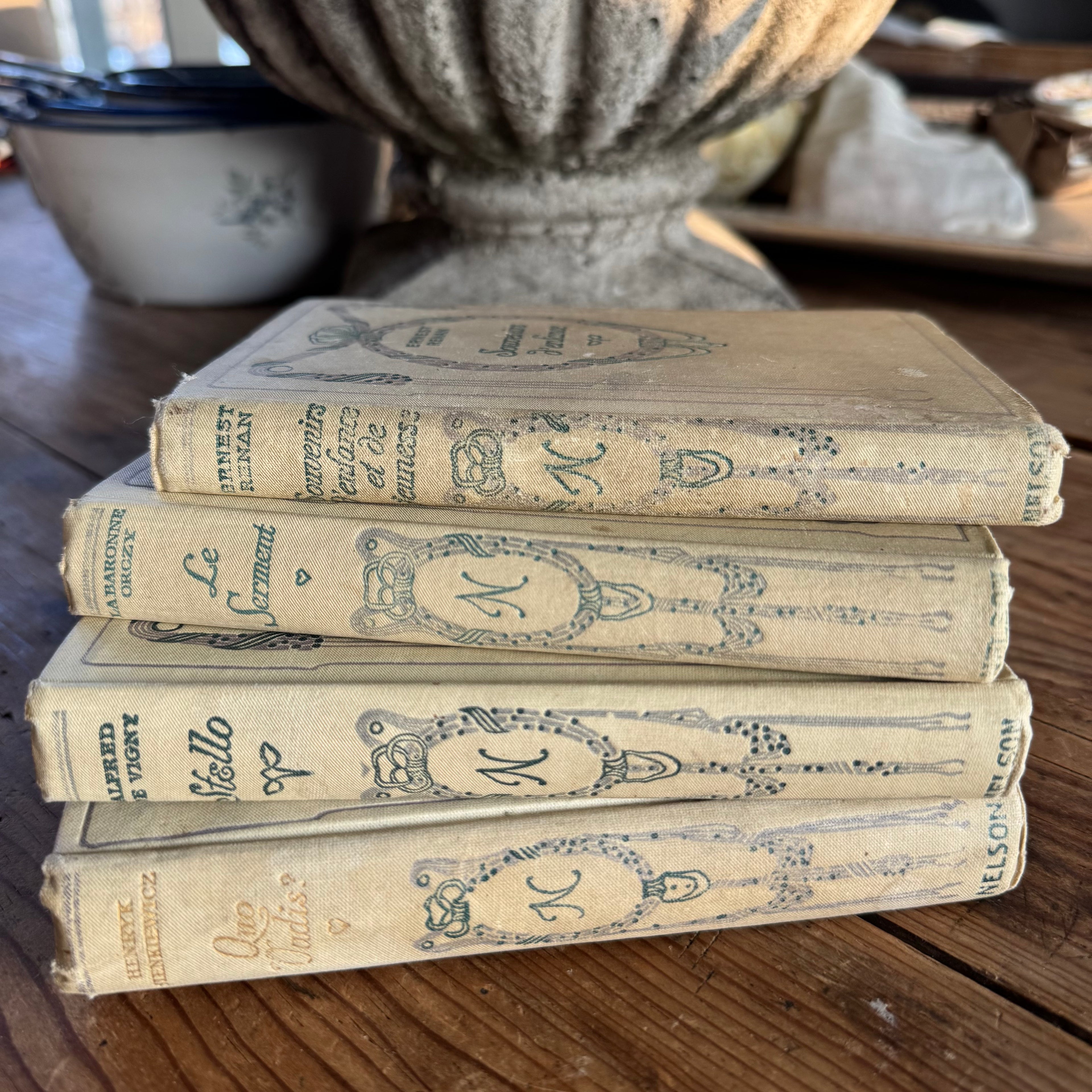 French Nelson Vellum Book Set, Paris, Set of Four