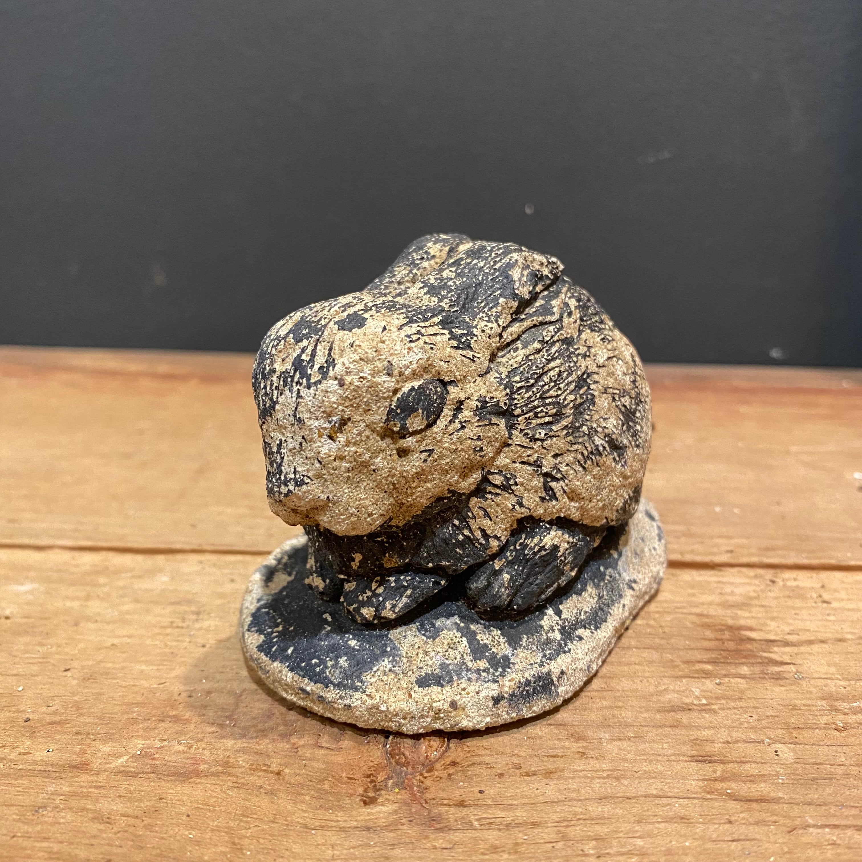 Vintage English Cast Stone Black Bunny