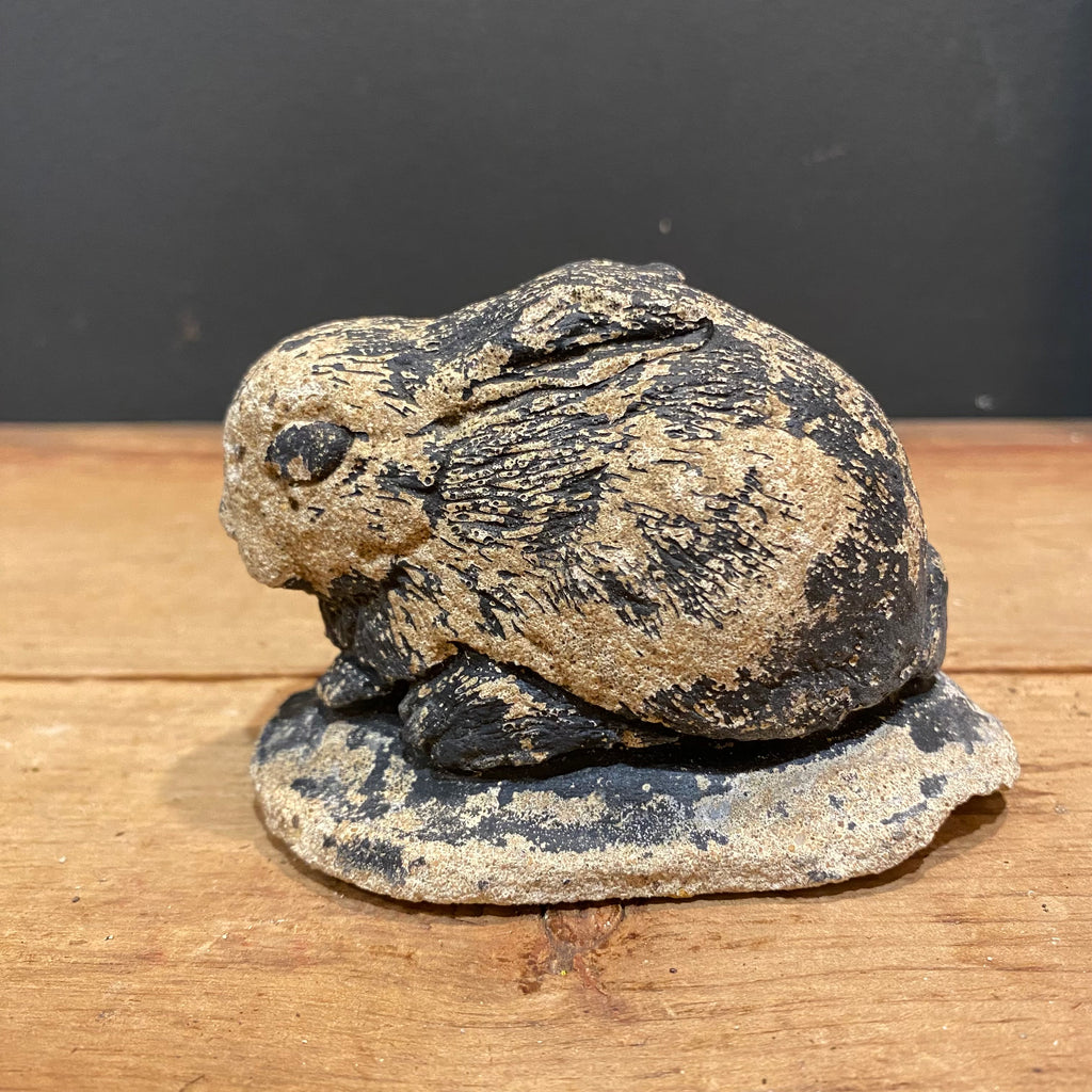 Vintage English Cast Stone Black Bunny