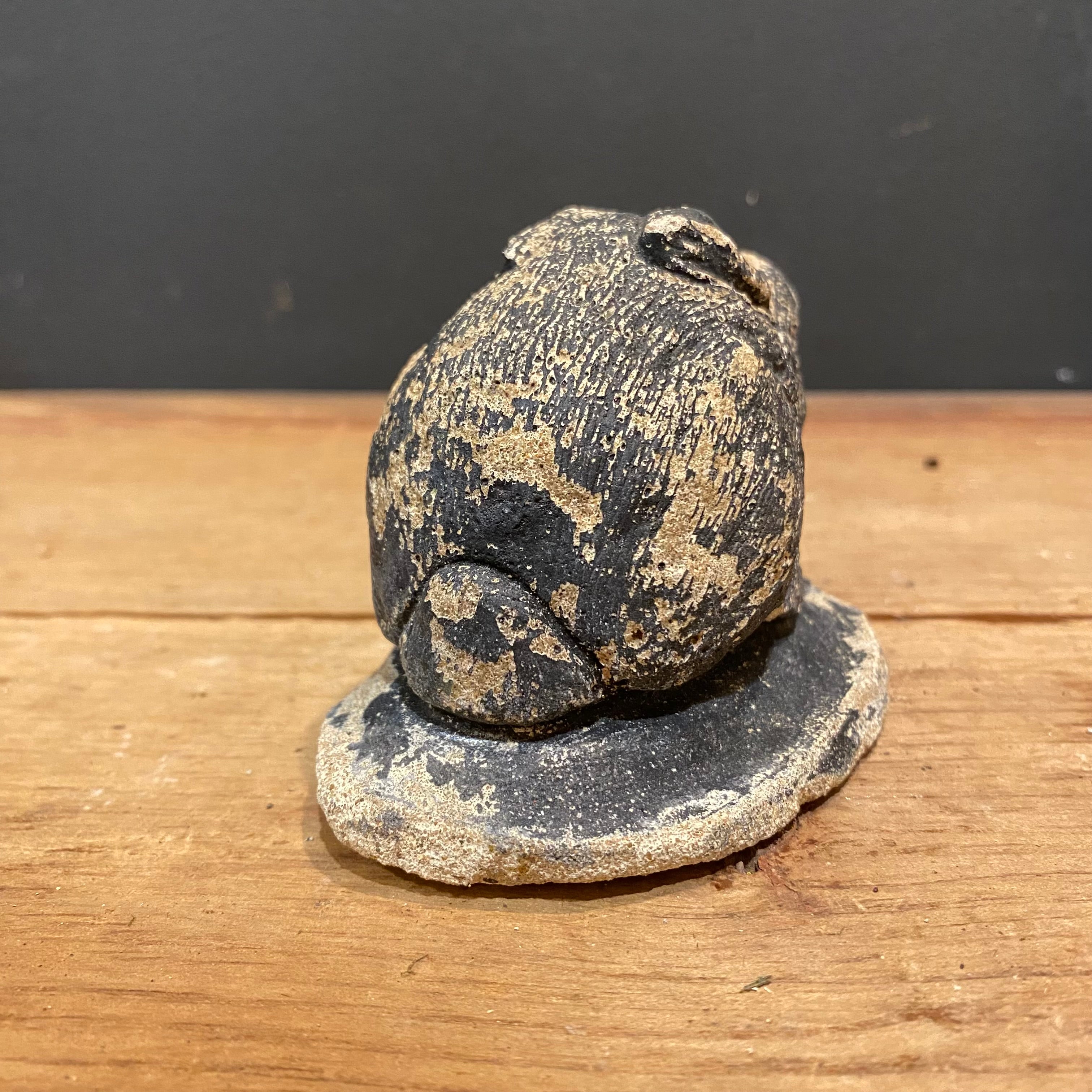 Vintage English Cast Stone Black Bunny