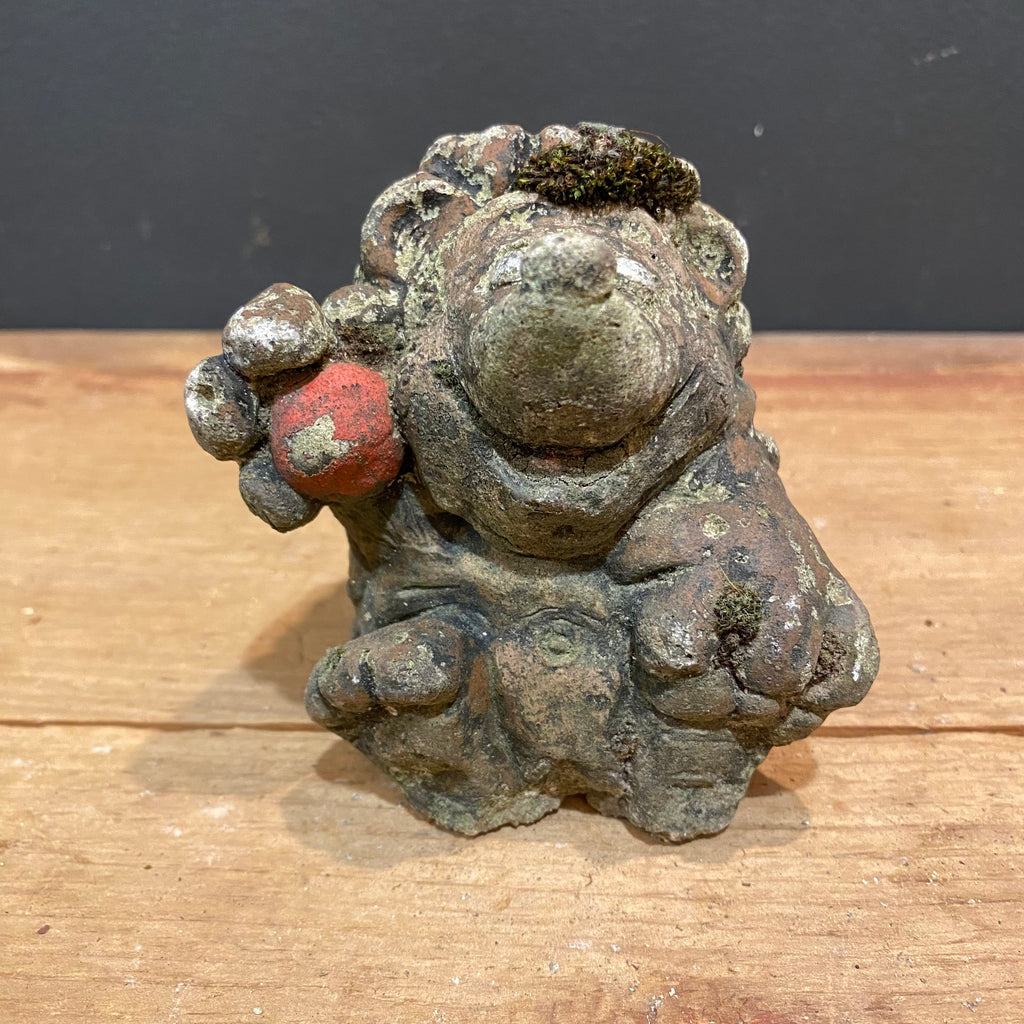 Vintage English Cast Stone Hedgehog with Apple