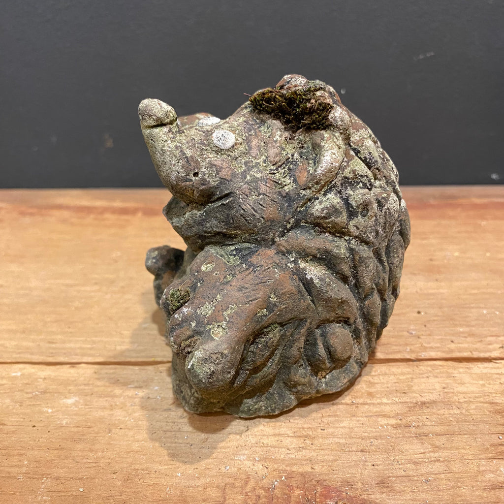 Vintage English Cast Stone Hedgehog with Apple