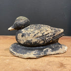 Vintage English Cast Stone Black  Duck Garden Ornament