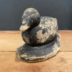 Vintage English Cast Stone Black  Duck Garden Ornament