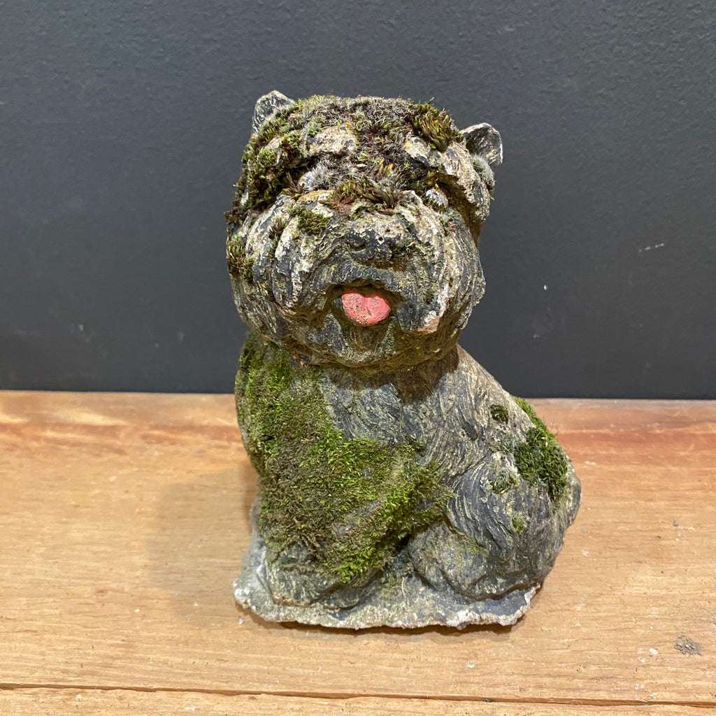 Vintage English Cast Stone Terrier Garden Dog