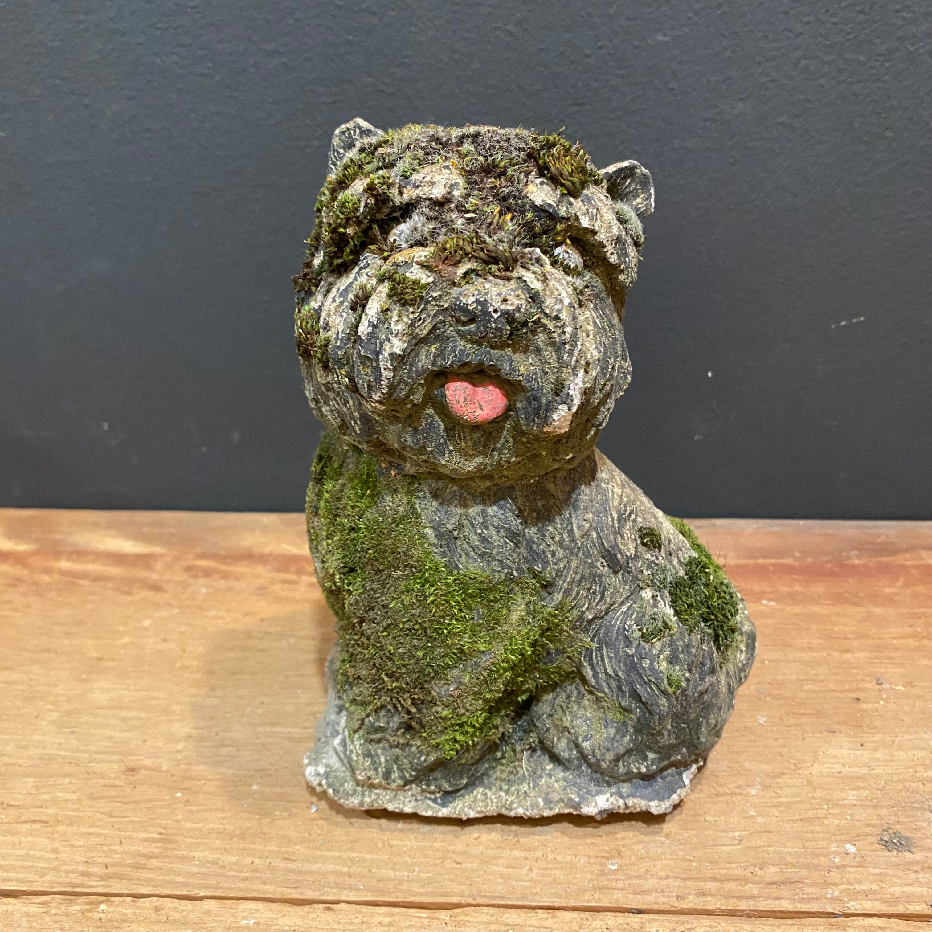 Vintage English Cast Stone Terrier Garden Dog