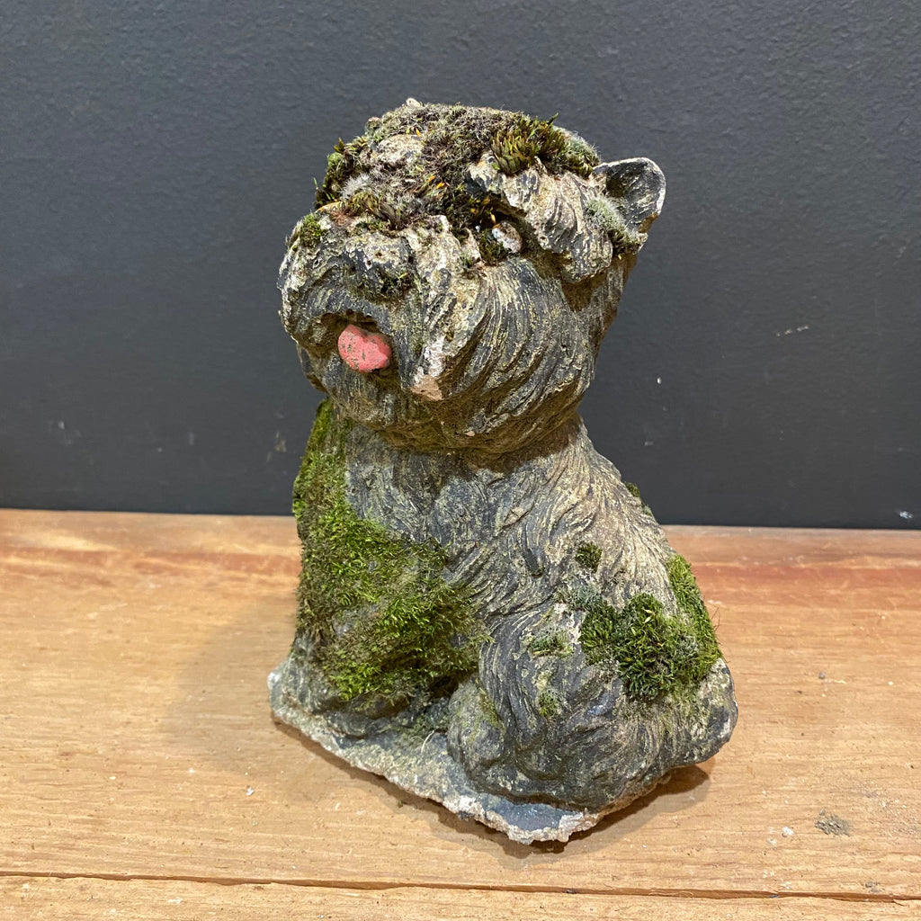 Vintage English Cast Stone Terrier Garden Dog