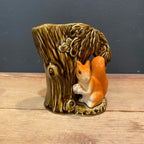 Vintage English Woodland Squirrel Tree Stump Planter No. 4233
