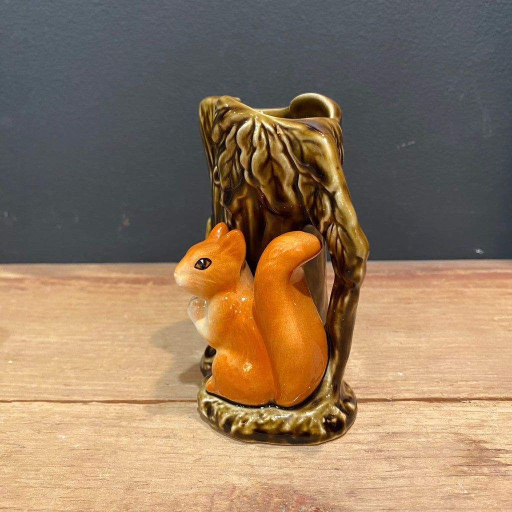 Vintage English Woodland Squirrel Tree Stump Planter No. 4233