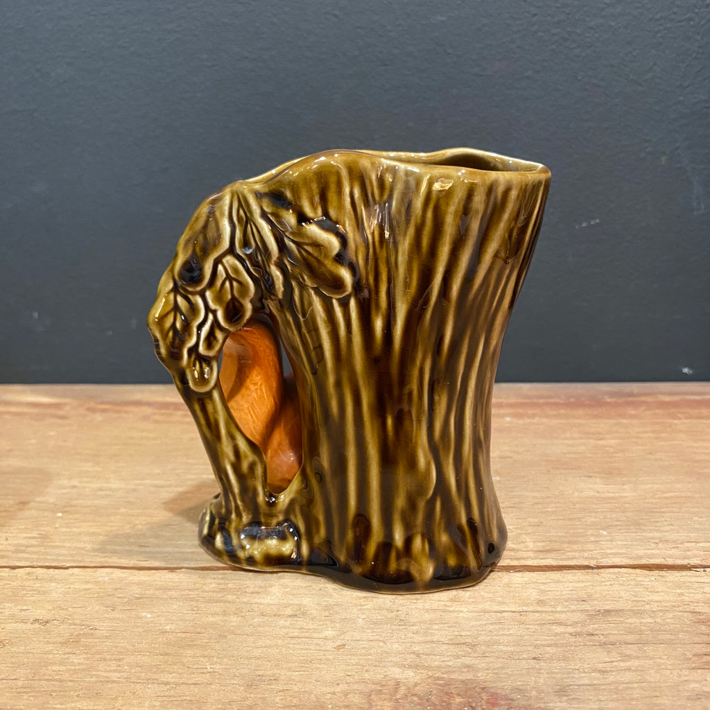 Vintage English Woodland Squirrel Tree Stump Planter No. 4233