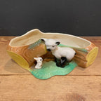 Hornsea Fauna Royal Lamb & Rabbit Log Planter No. 106 – Made in England