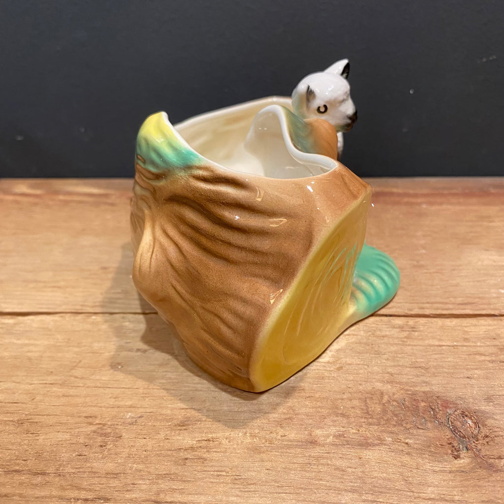 Hornsea Fauna Royal Lamb & Rabbit Log Planter No. 106 – Made in England
