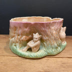 Vintage Sylvac English Pixie & Rabbit Tree Stump Planter – Made in England