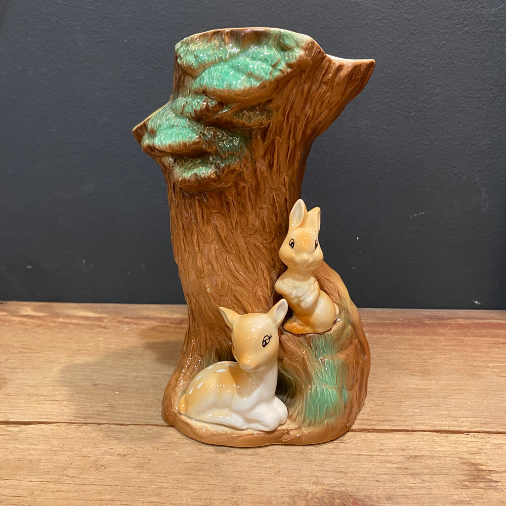 Hornsea Fauna Royal Fawn & Rabbit Tree Vase No. 86 – Made in England