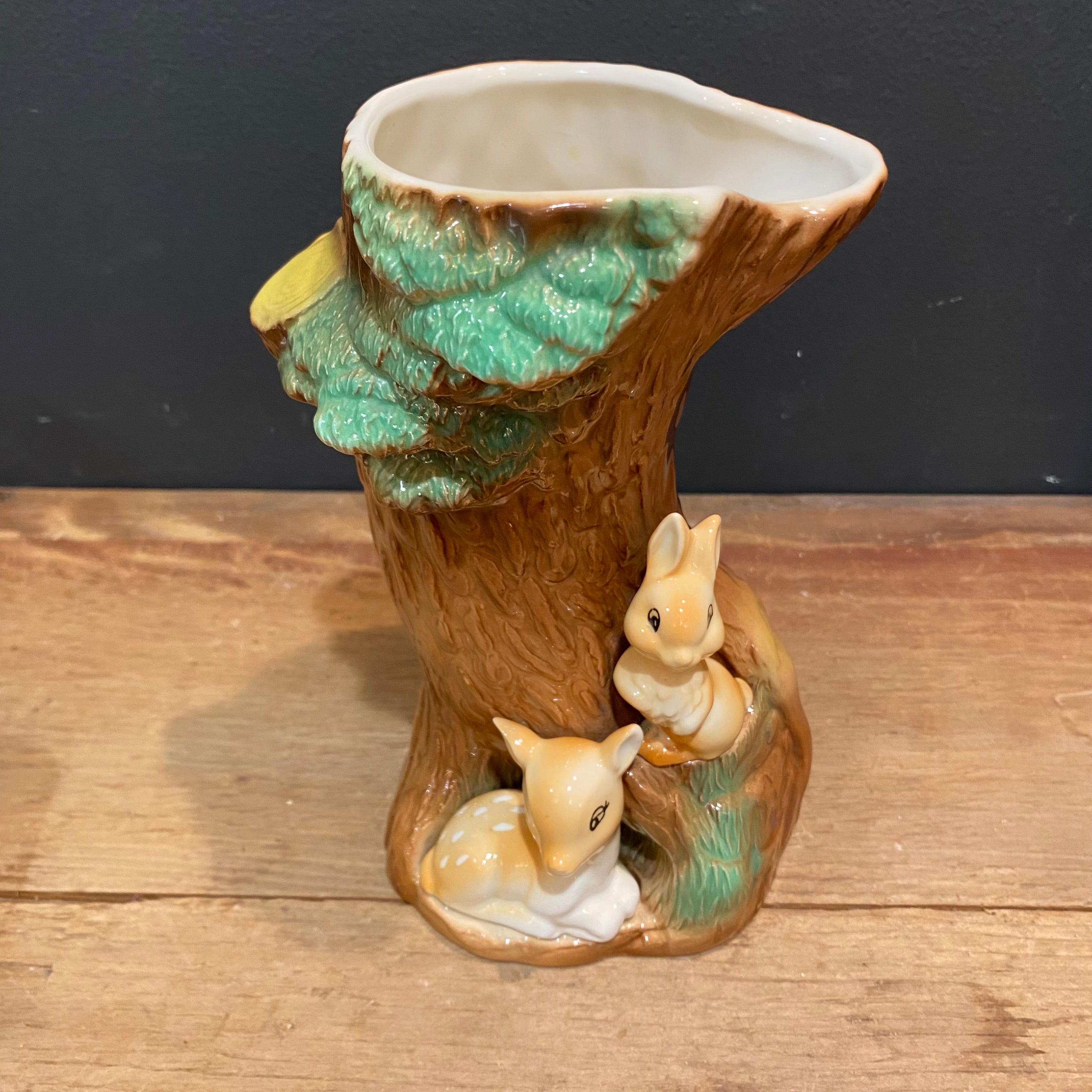 Hornsea Fauna Royal Fawn & Rabbit Tree Vase No. 86 – Made in England