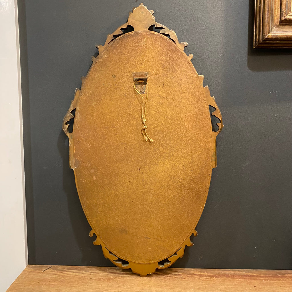 Vintage English Gilt Oval Wall Mirror