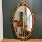 Vintage English Gilt Oval Wall Mirror