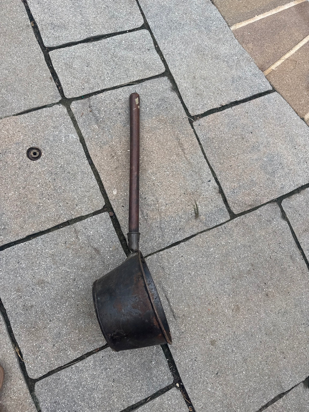 Antique Primitive Tinned Iron Long-Handled Hearth Dipper