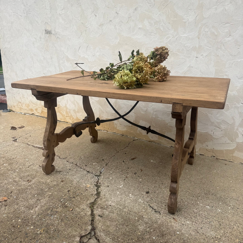 19th-Century Spanish Baroque Walnut Trestle Table