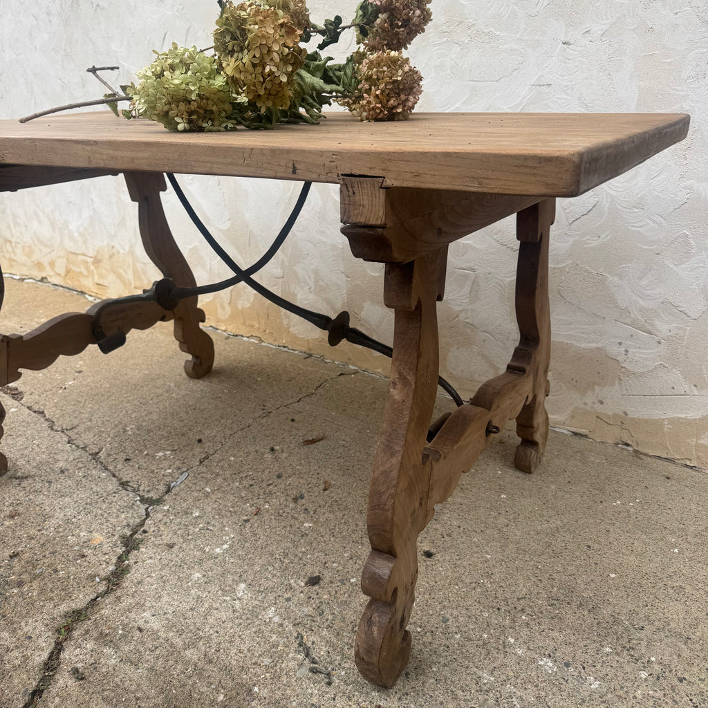 19th-Century Spanish Baroque Walnut Trestle Table