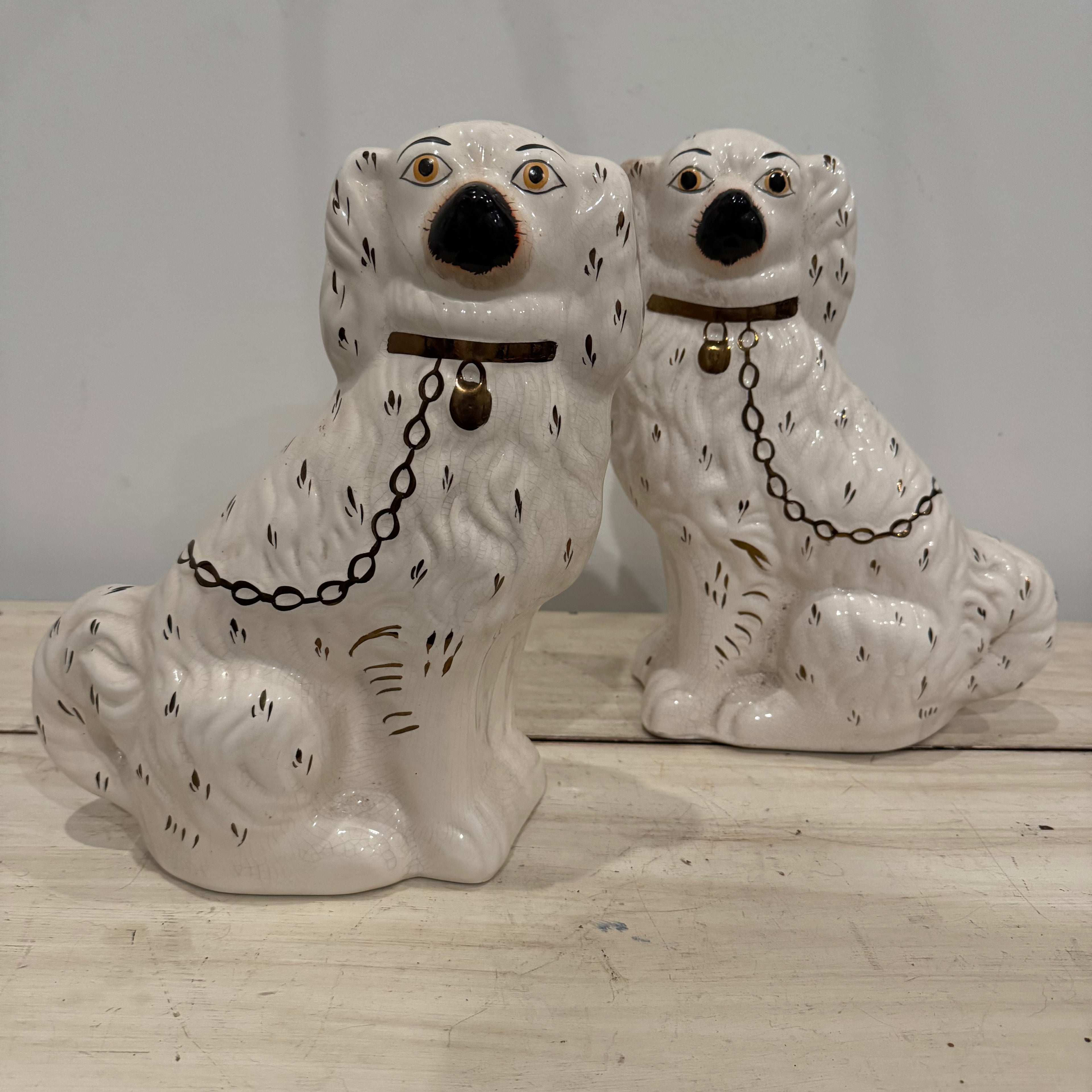 Antique English Staffordshire Spaniel Pair