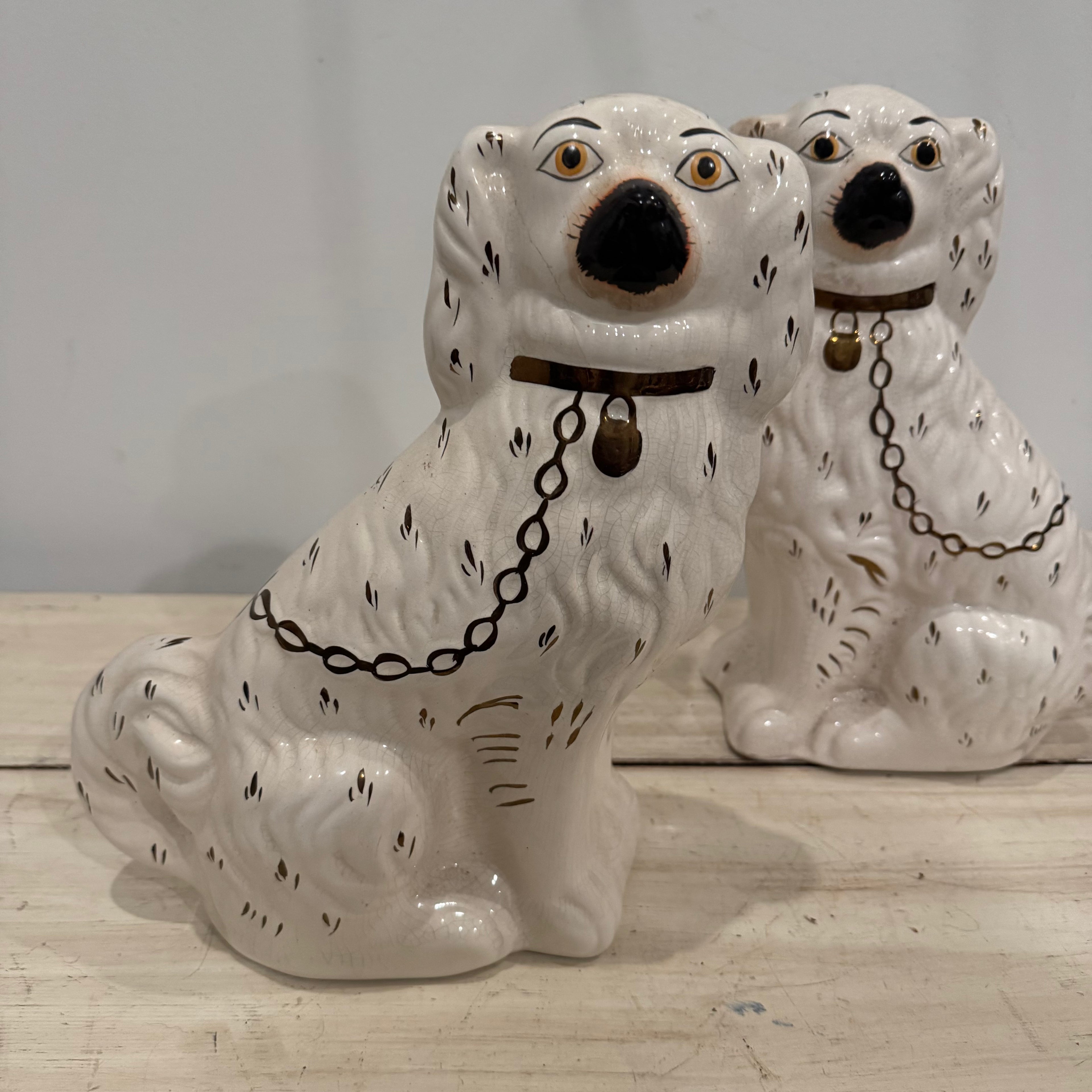 Antique English Staffordshire Spaniel Pair