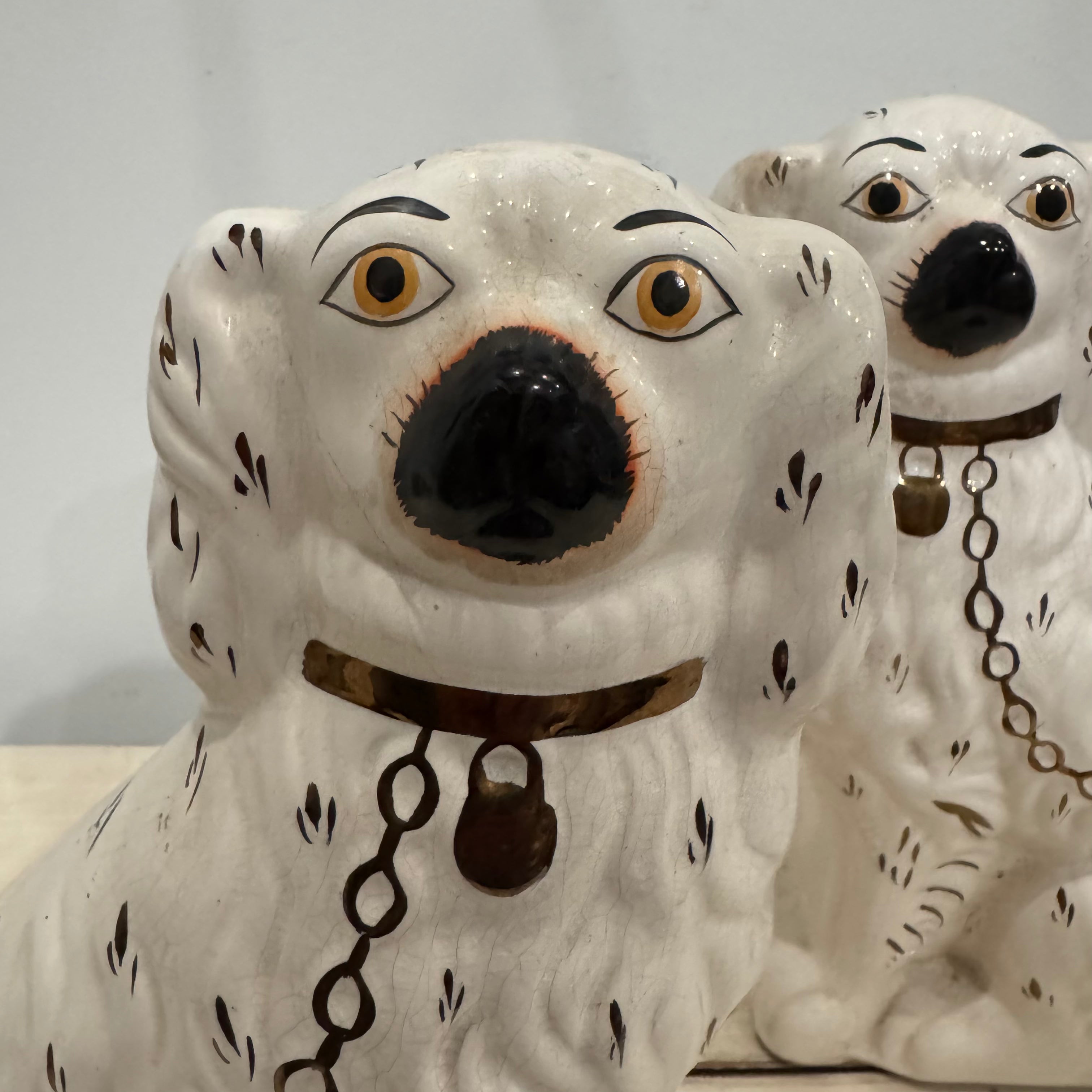 Antique English Staffordshire Spaniel Pair