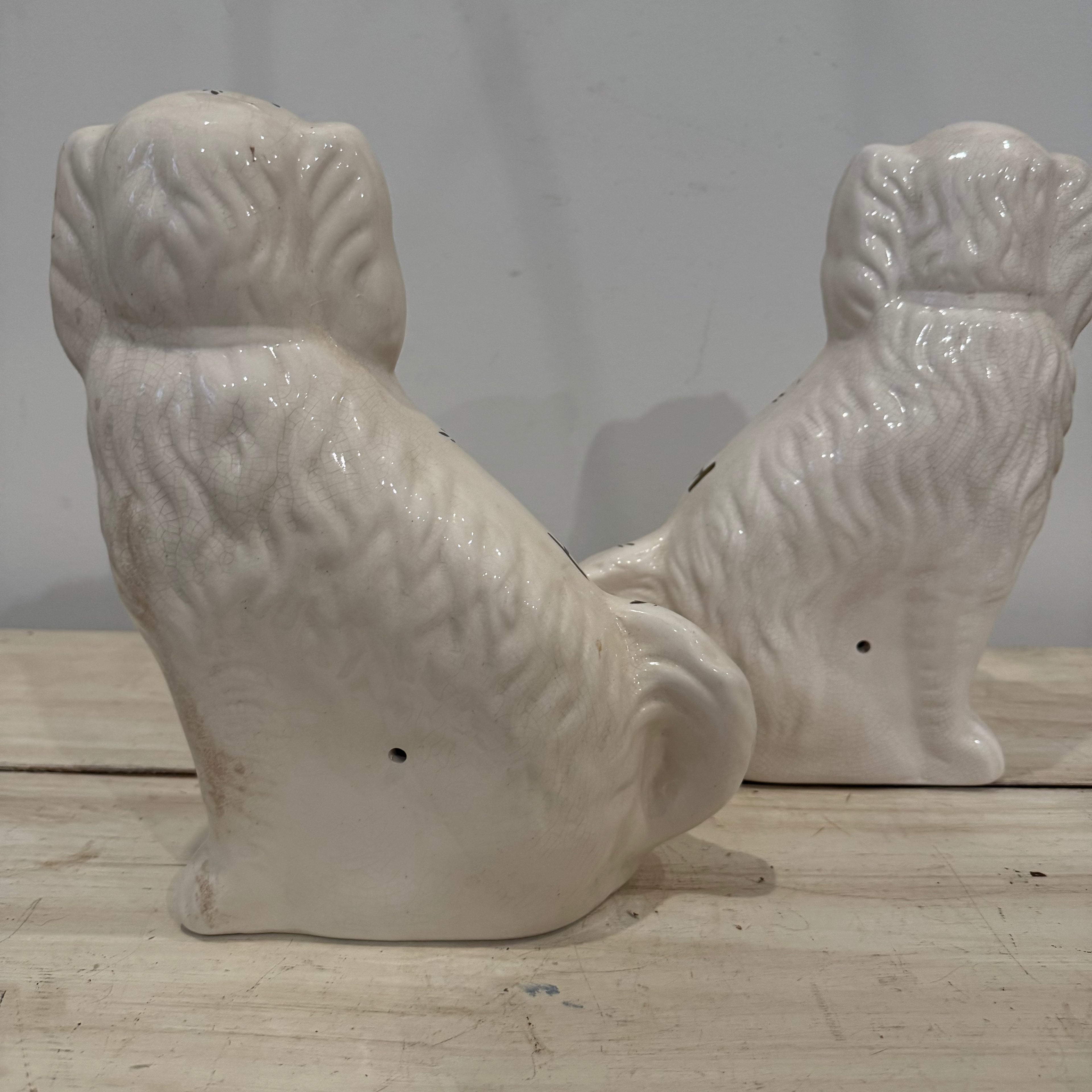 Antique English Staffordshire Spaniel Pair
