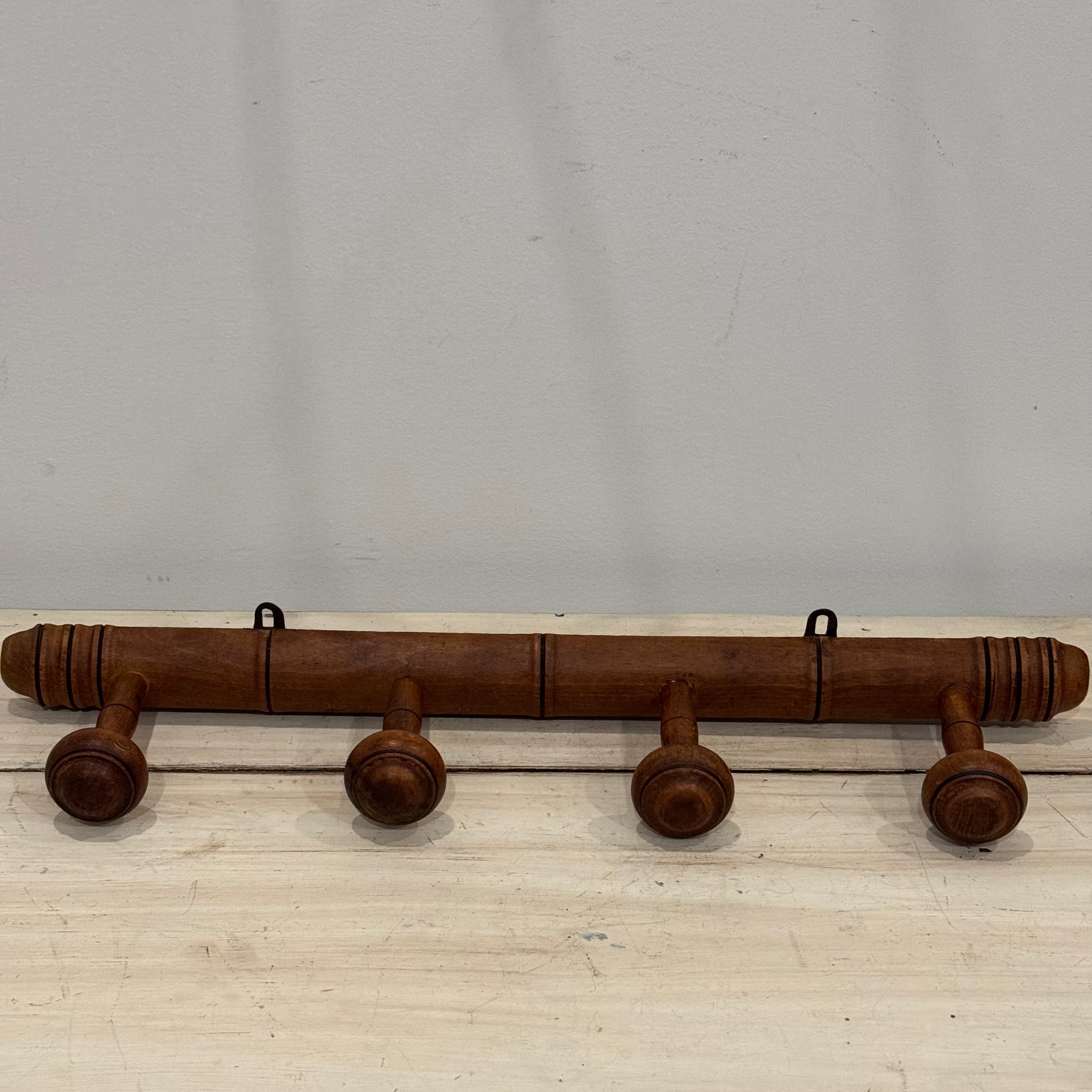 Vintage French Four-Peg Wall Rack