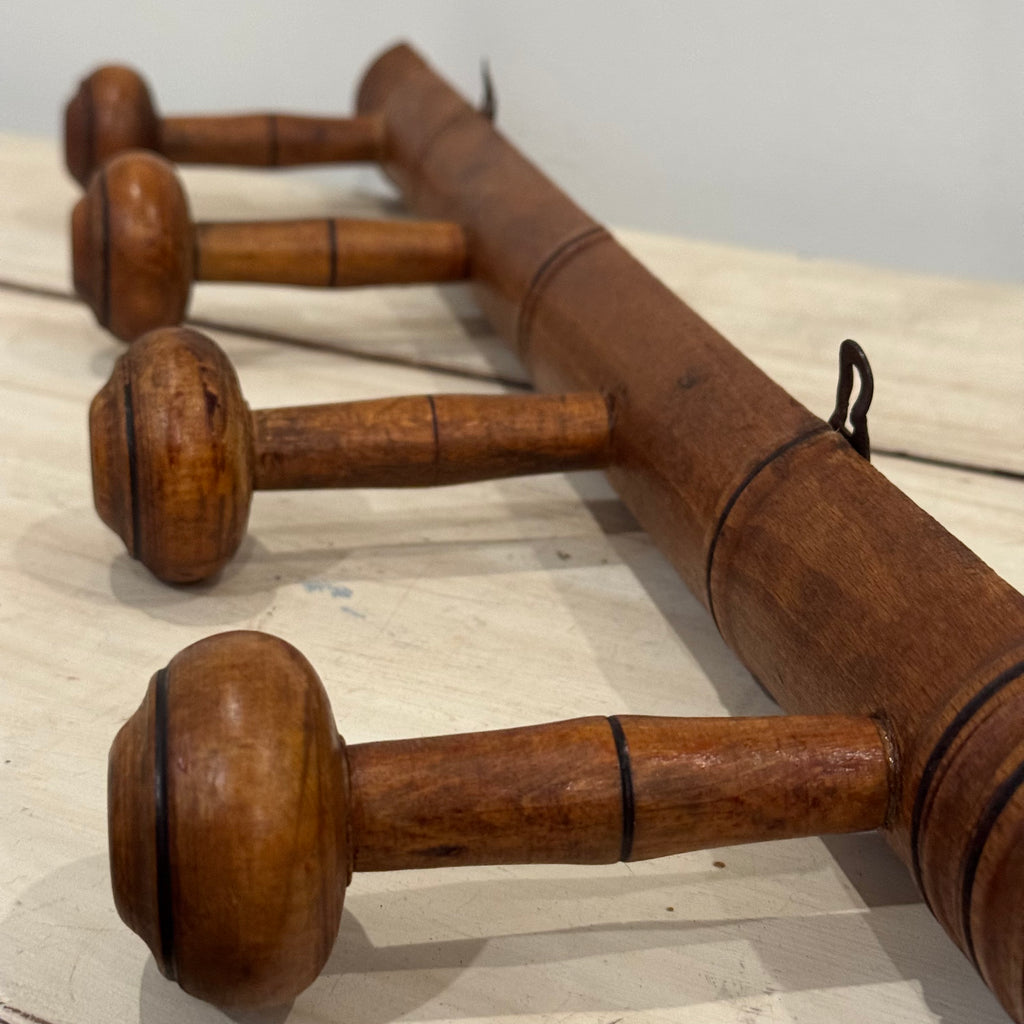 Vintage French Four-Peg Wall Rack