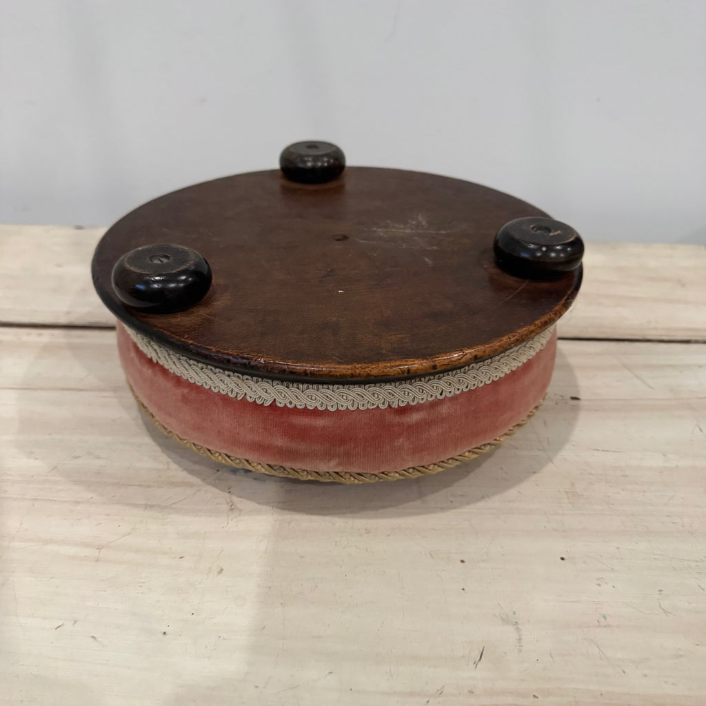 Antique English Rose Velvet Footstool