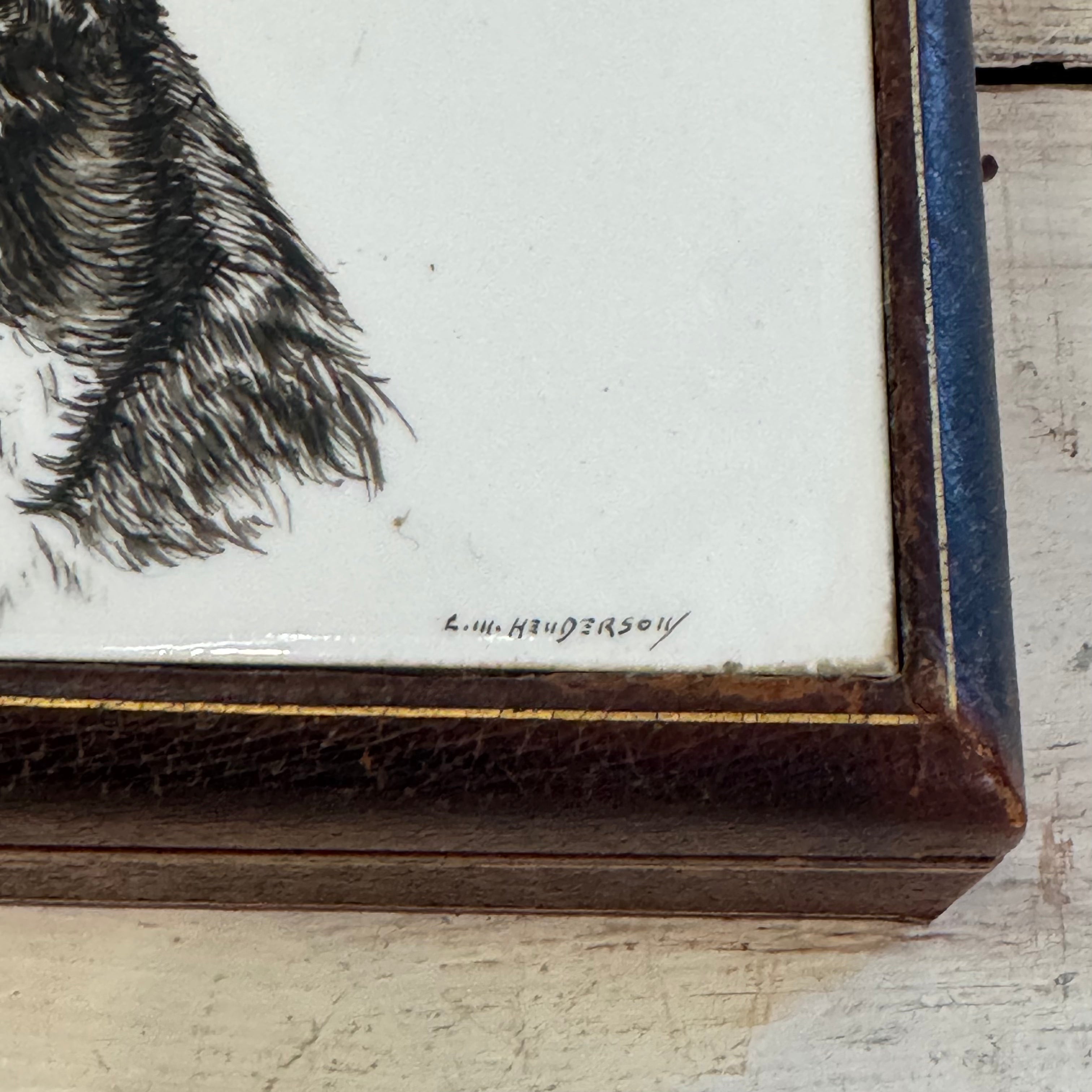Signed Siberian Husky Leather & Wood Box