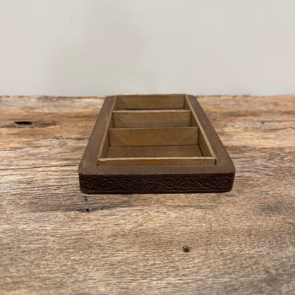 English Wooden Box with Tooled Detail