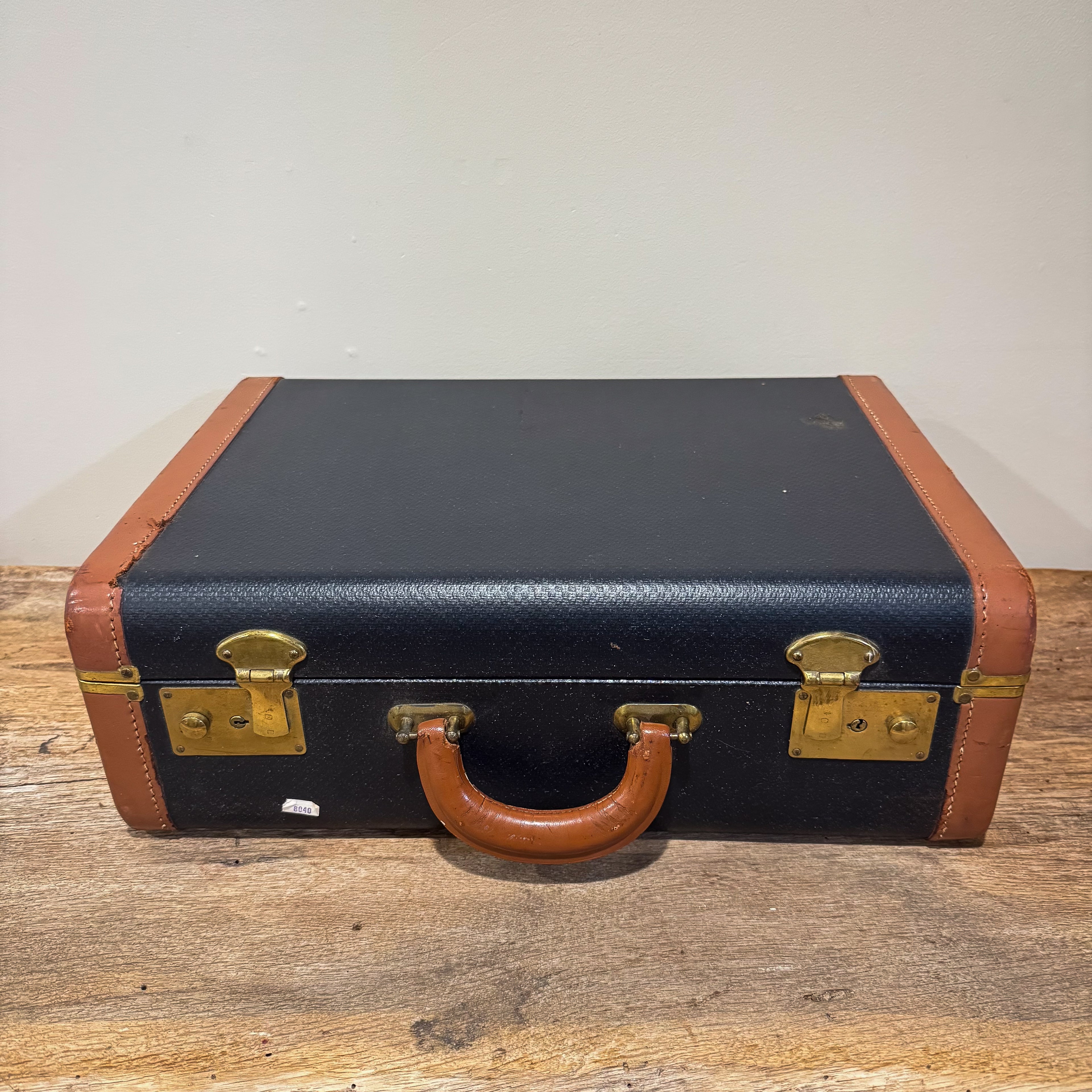 Vintage Suitcase with Leather Trim