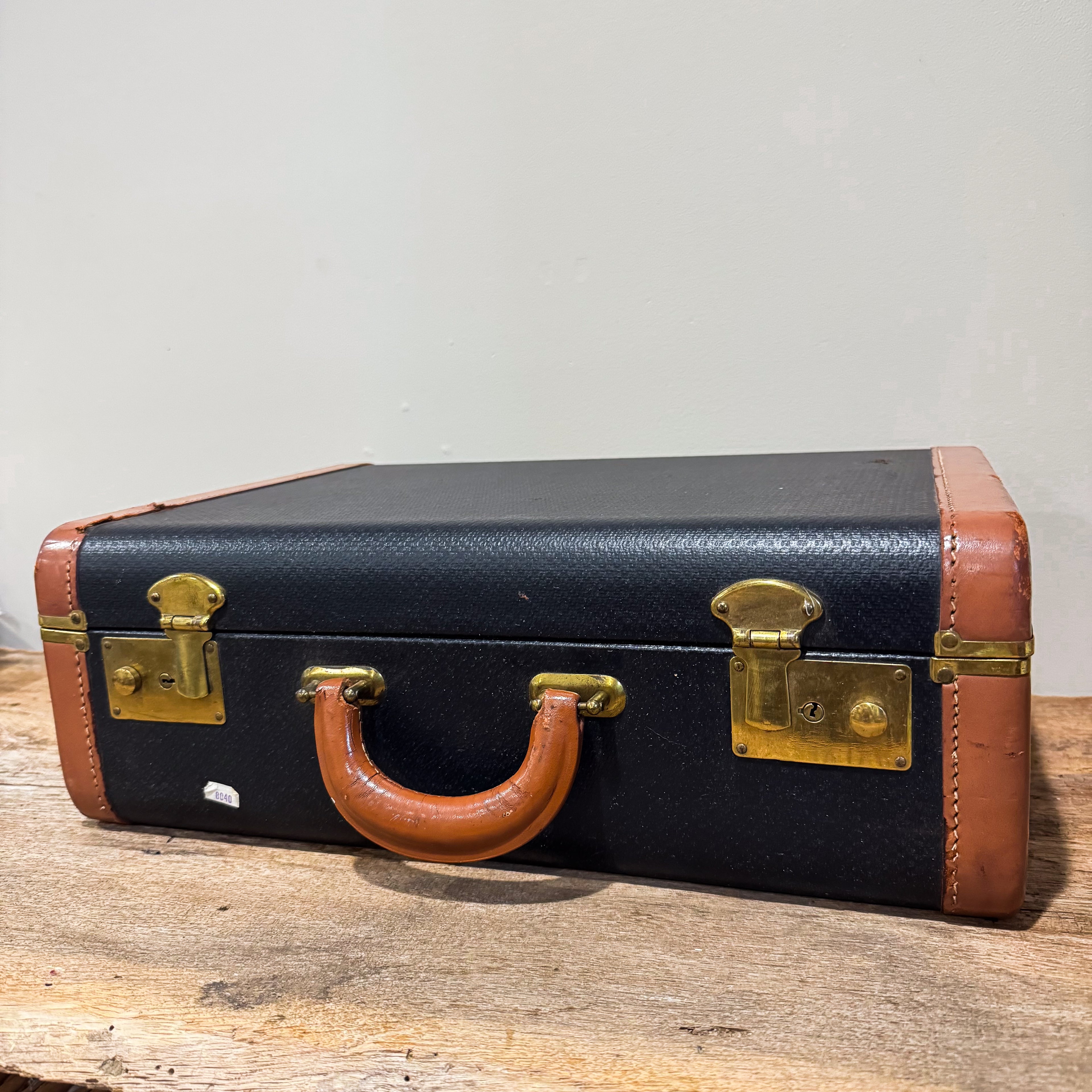 Vintage Suitcase with Leather Trim