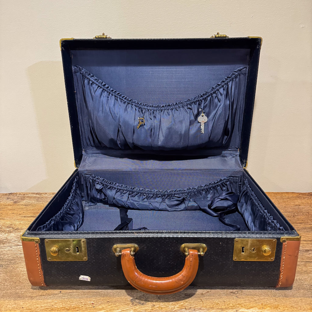 Vintage Suitcase with Leather Trim