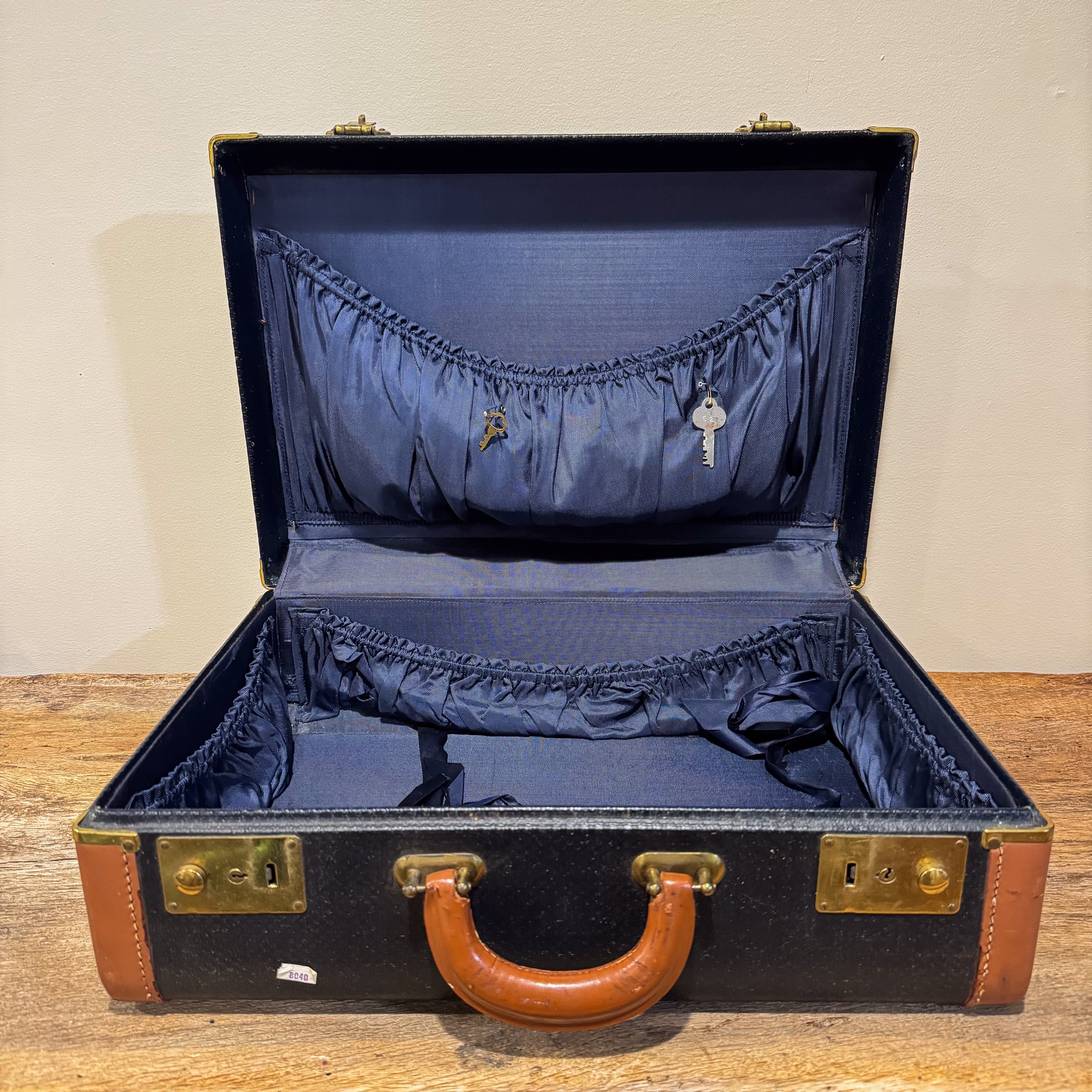 Vintage Suitcase with Leather Trim