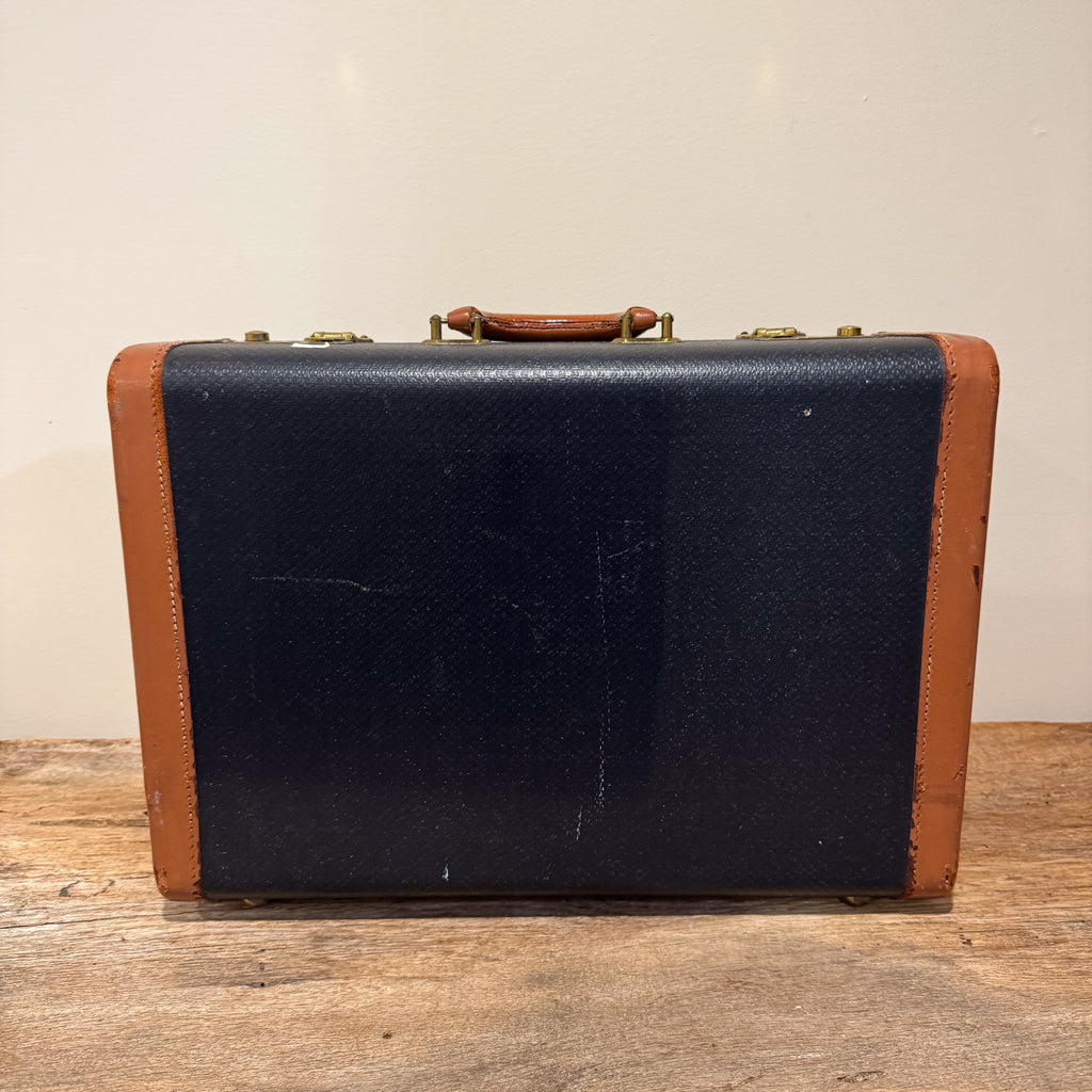Vintage Suitcase with Leather Trim