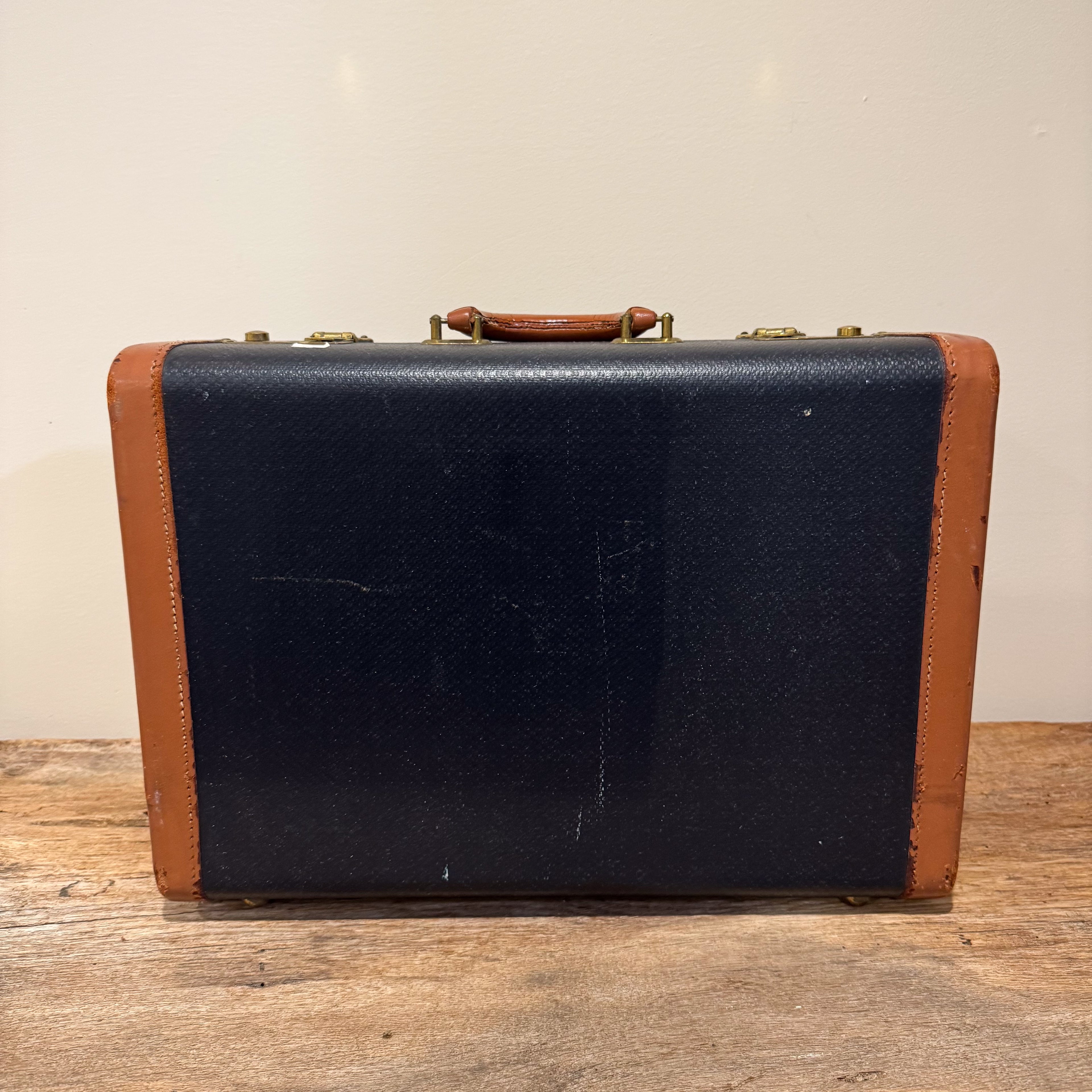 Vintage Suitcase with Leather Trim