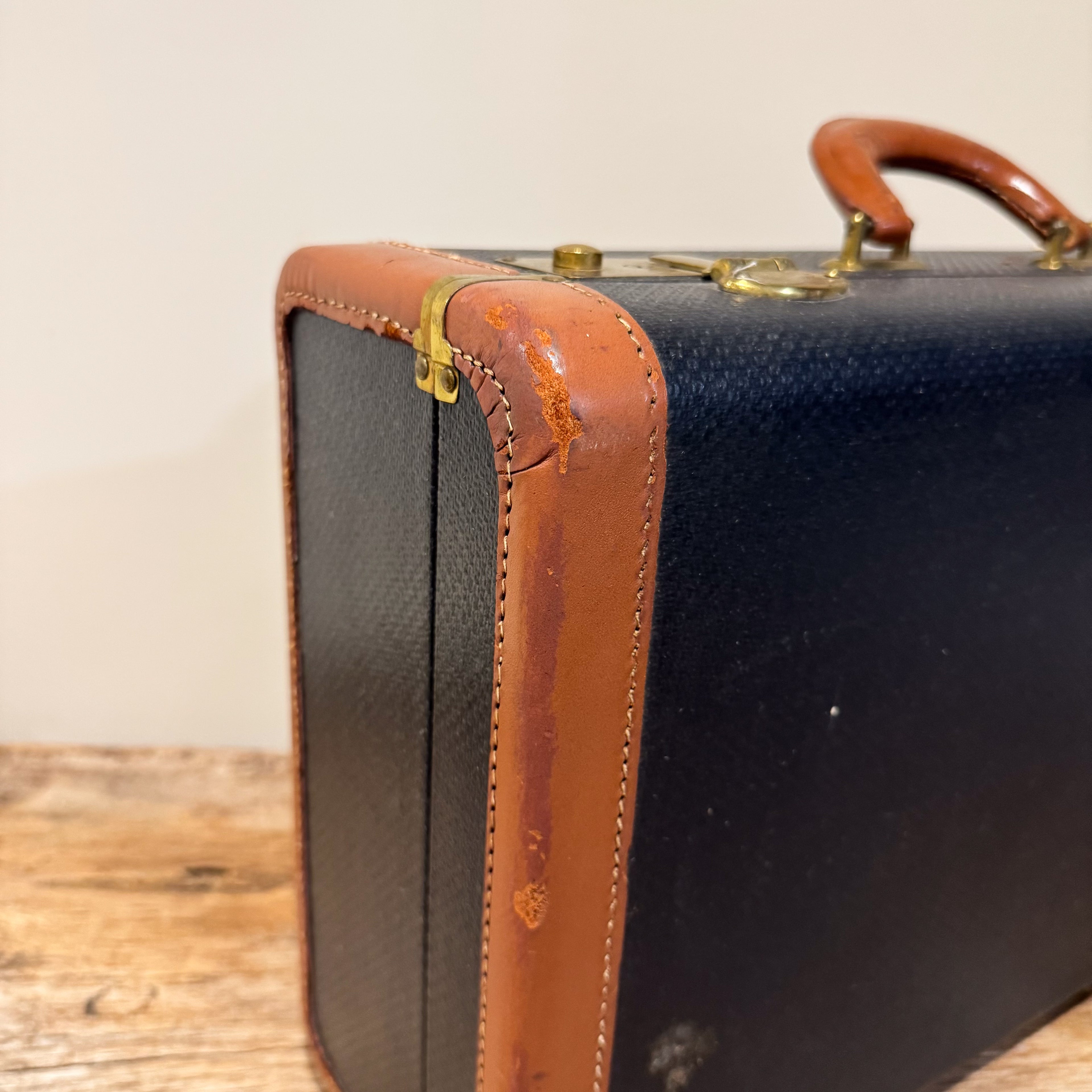 Vintage Suitcase with Leather Trim