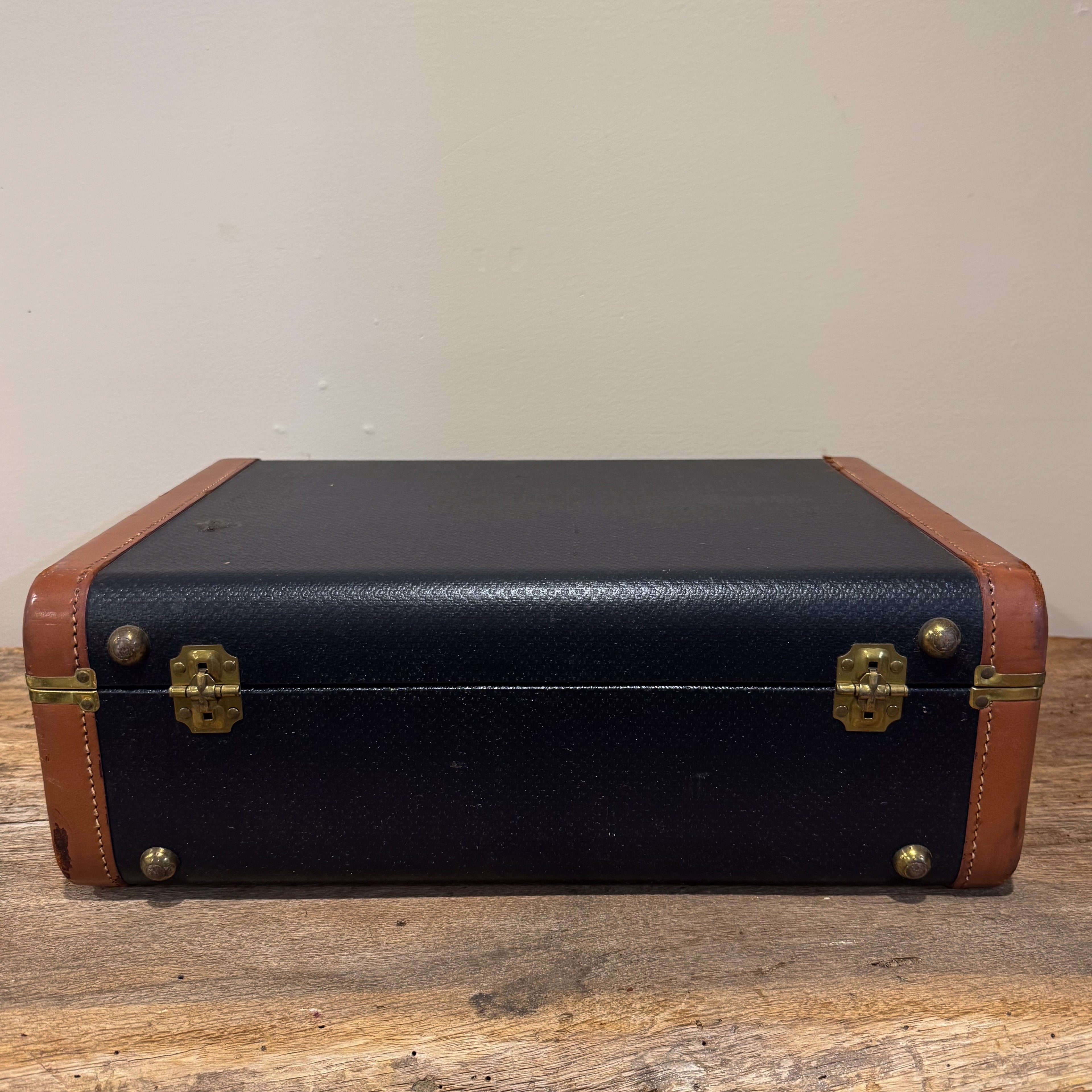 Vintage Suitcase with Leather Trim