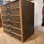 Vintage English Faux Crocodile Six-Drawer Filing Chest